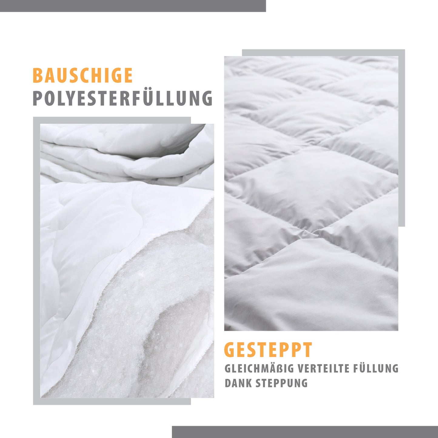 Bettdecken Set mit Kissen Ganzjahresbettdecke – Weiche atmungsaktive klimaregulierende Steppbettdecke für Allergiker, Oeko-Tex zertifiziert, waschbar