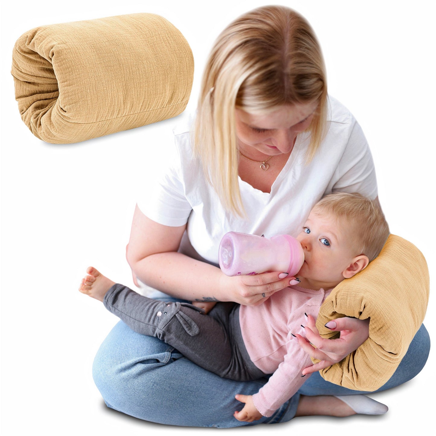 Stillkissen klein Breastfeeding und Nursing Pillow für unterwegs - Stillmuff Armkissen und Lagerungskissen Baby Arm Still Kissen aus weicher Baumwolle