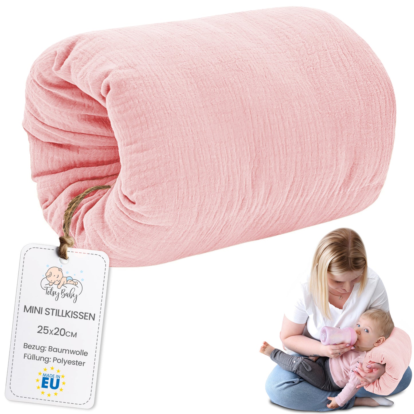 Stillkissen klein Breastfeeding und Nursing Pillow für unterwegs - Stillmuff Armkissen und Lagerungskissen Baby Arm Still Kissen aus weicher Baumwolle