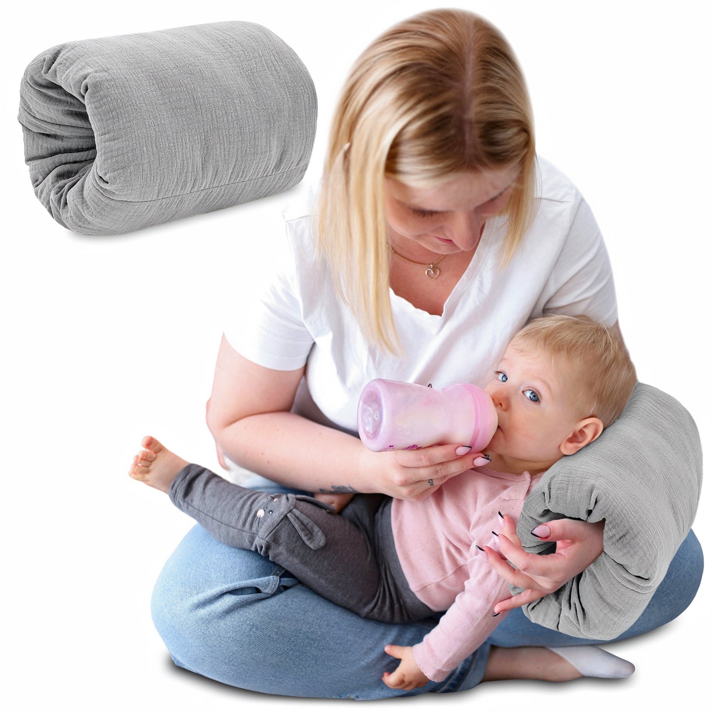 Stillkissen klein Breastfeeding und Nursing Pillow für unterwegs - Stillmuff Armkissen und Lagerungskissen Baby Arm Still Kissen aus weicher Baumwolle