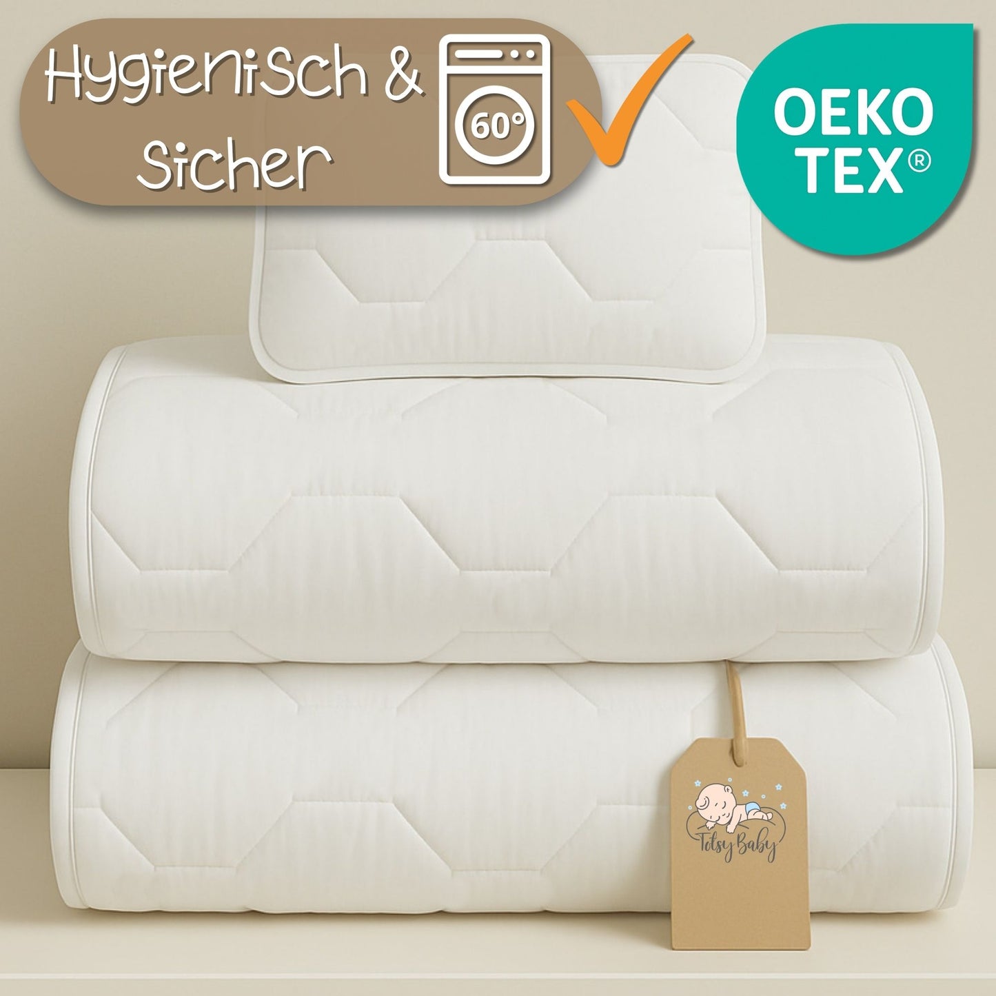 Baby Bettdecke und Kissen Kinderdecke und Babykissen - Kinderbettdecke Kinder Bettdecken Set und Decke für Kleinkind Babybett Mikrofaser Weiß