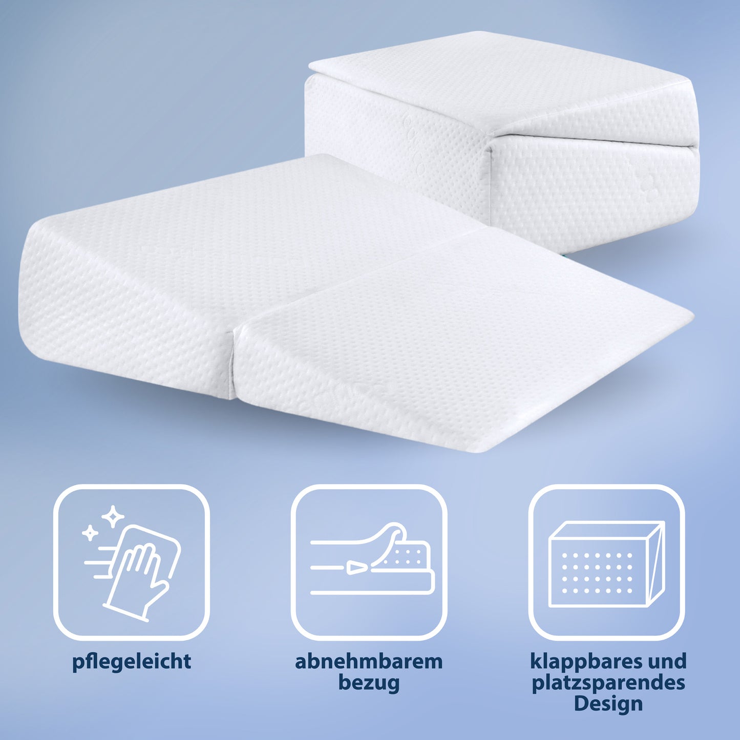 Keilkissen für Bett und Sofa – Lesekissen und Schaumstoff Rückenkissen Ideal zur Verwendung als Matratzenkeil Reflux kopfteil Kissen oder Bettkeil für Erwachsene