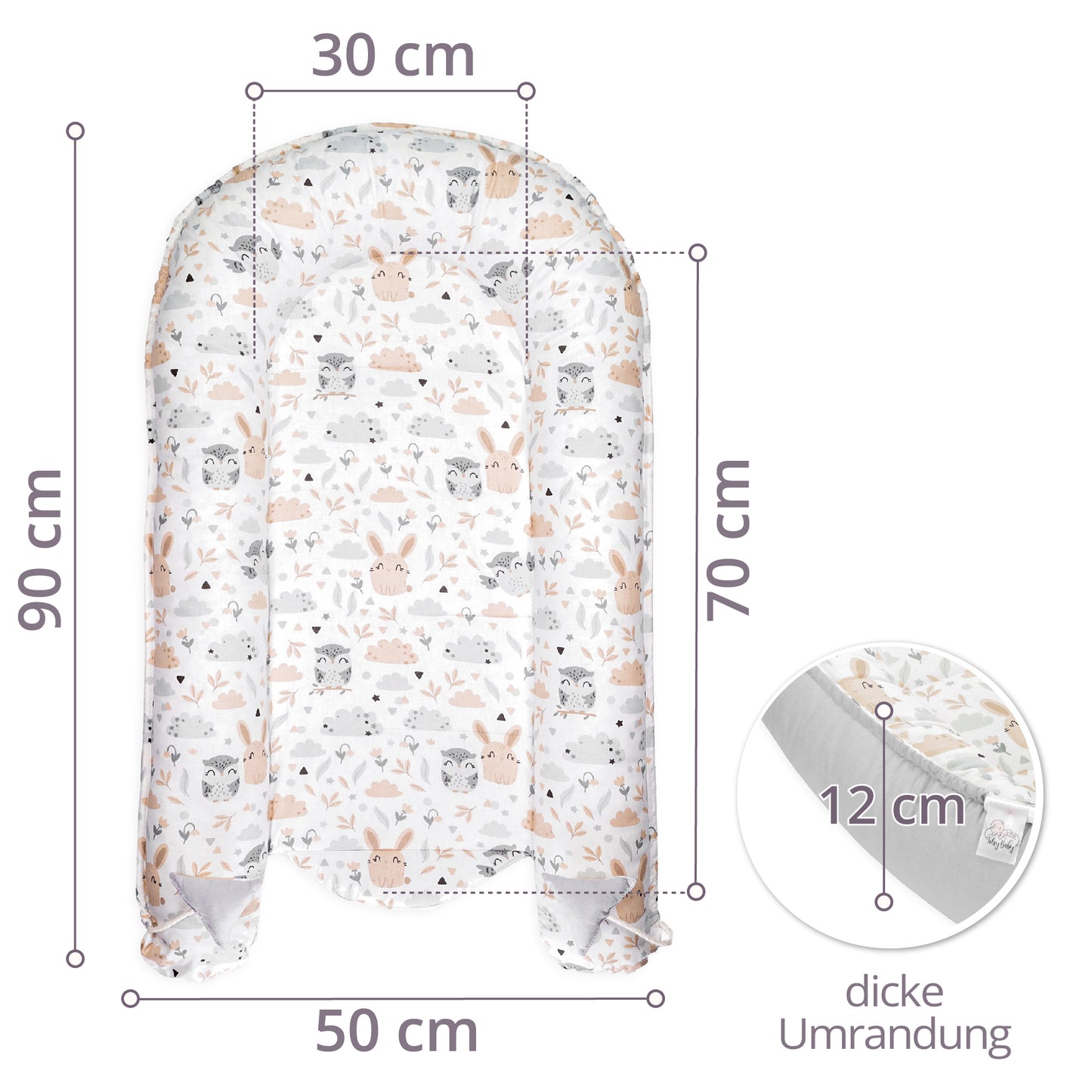 Babynest Babynestchen Neugeborene mit Tragegriff - Baby Nestchen tragbar Nest für Bett Kinder Kuschelnest