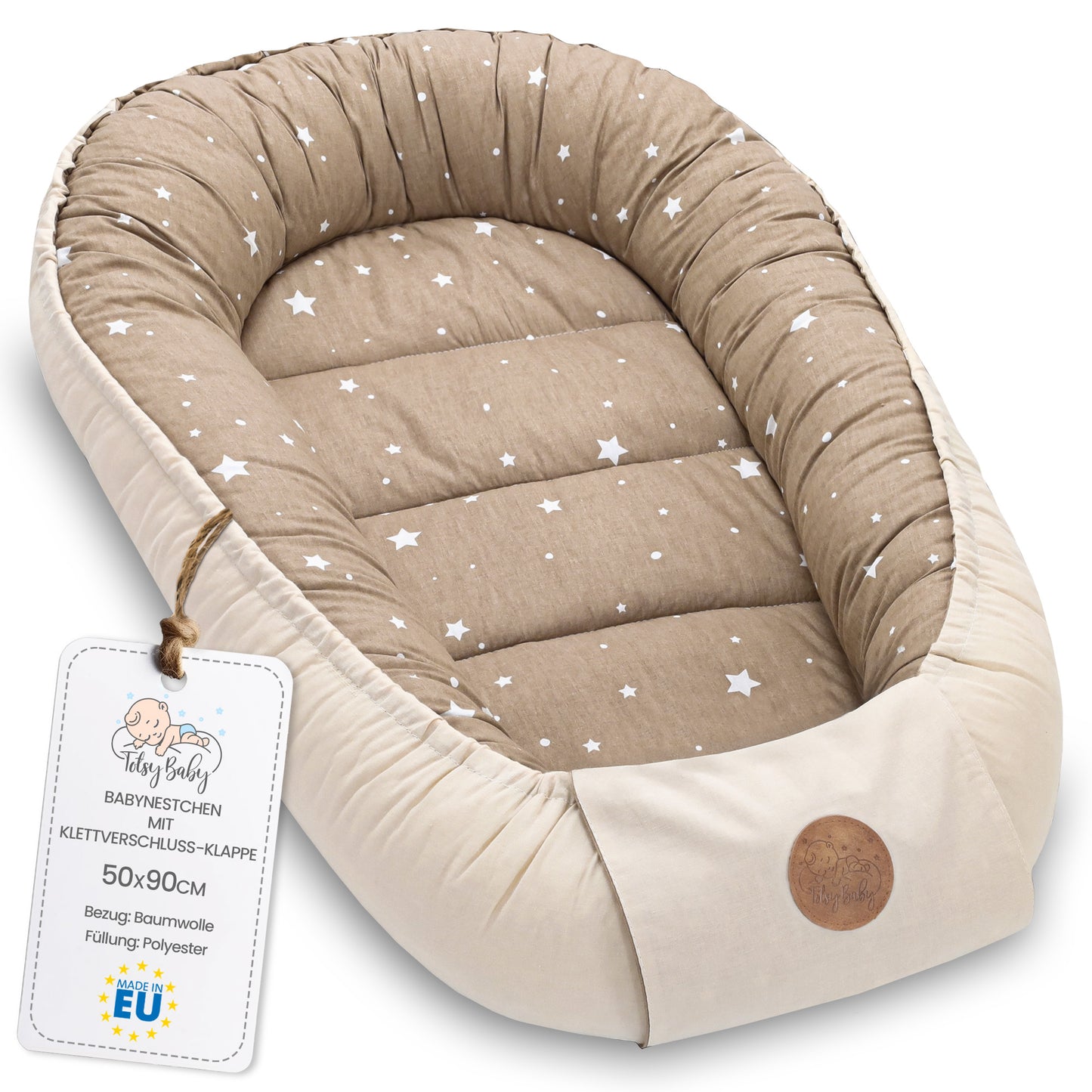 Babynest Babynestchen Neugeborene mit Tragegriff - Baby Nestchen tragbar Nest für Bett Kinder Kuschelnest