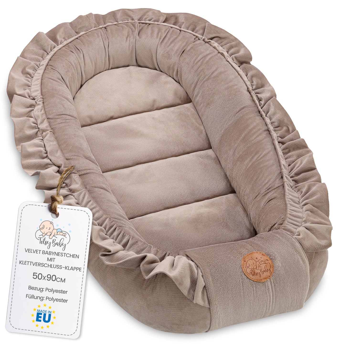 Musselin Babynest Nestchen Baby 90x50 cm - Babynestchen Neugeborene Nest für Kinder Bett und Babybett tragbar Kuschelnest Coccon für Jungen und Mädchen Baumwolle