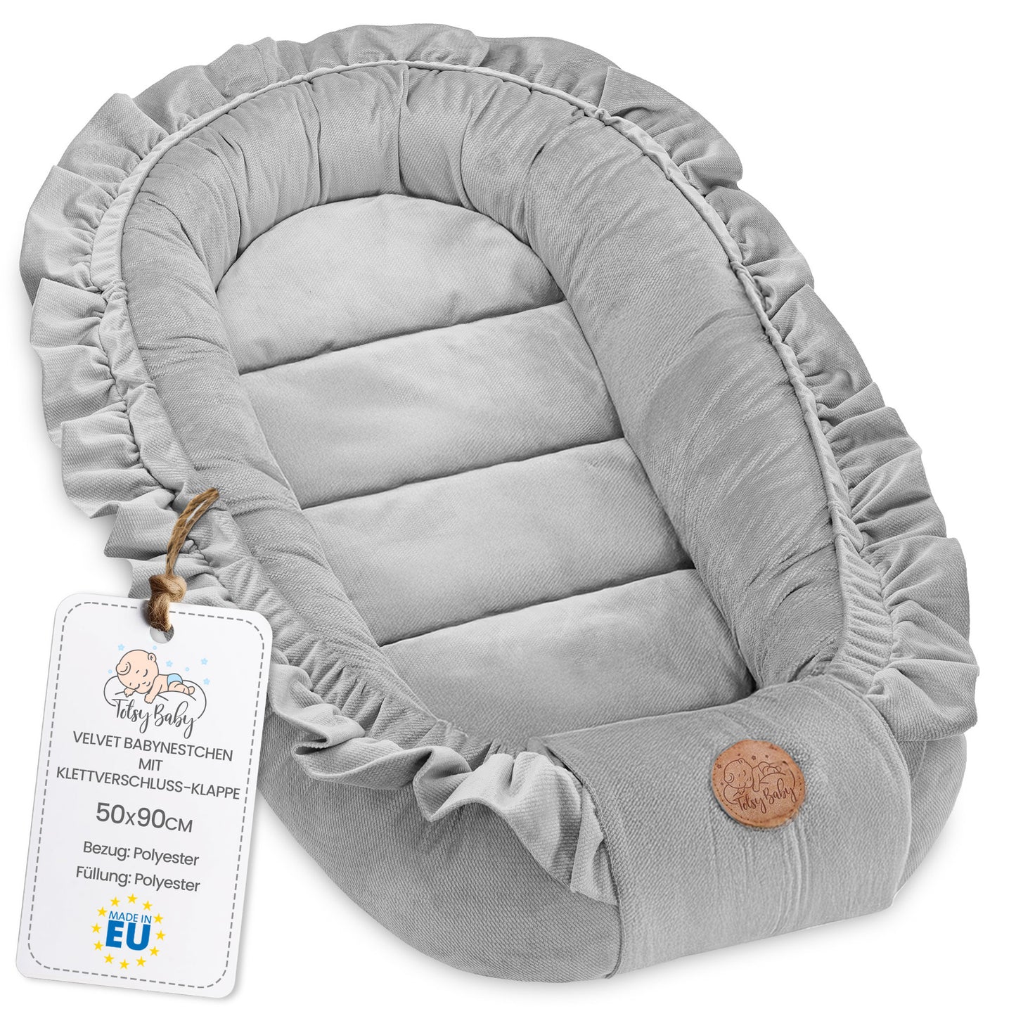Musselin Babynest Nestchen Baby 90x50 cm - Babynestchen Neugeborene Nest für Kinder Bett und Babybett tragbar Kuschelnest Coccon für Jungen und Mädchen Baumwolle