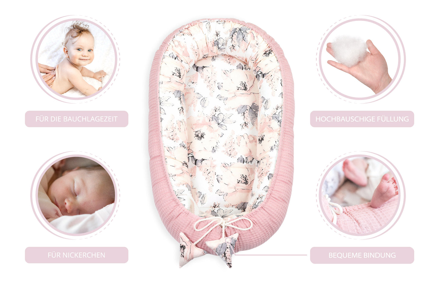 Babynest Neugeborene - Handmade Kokon zweiseitig