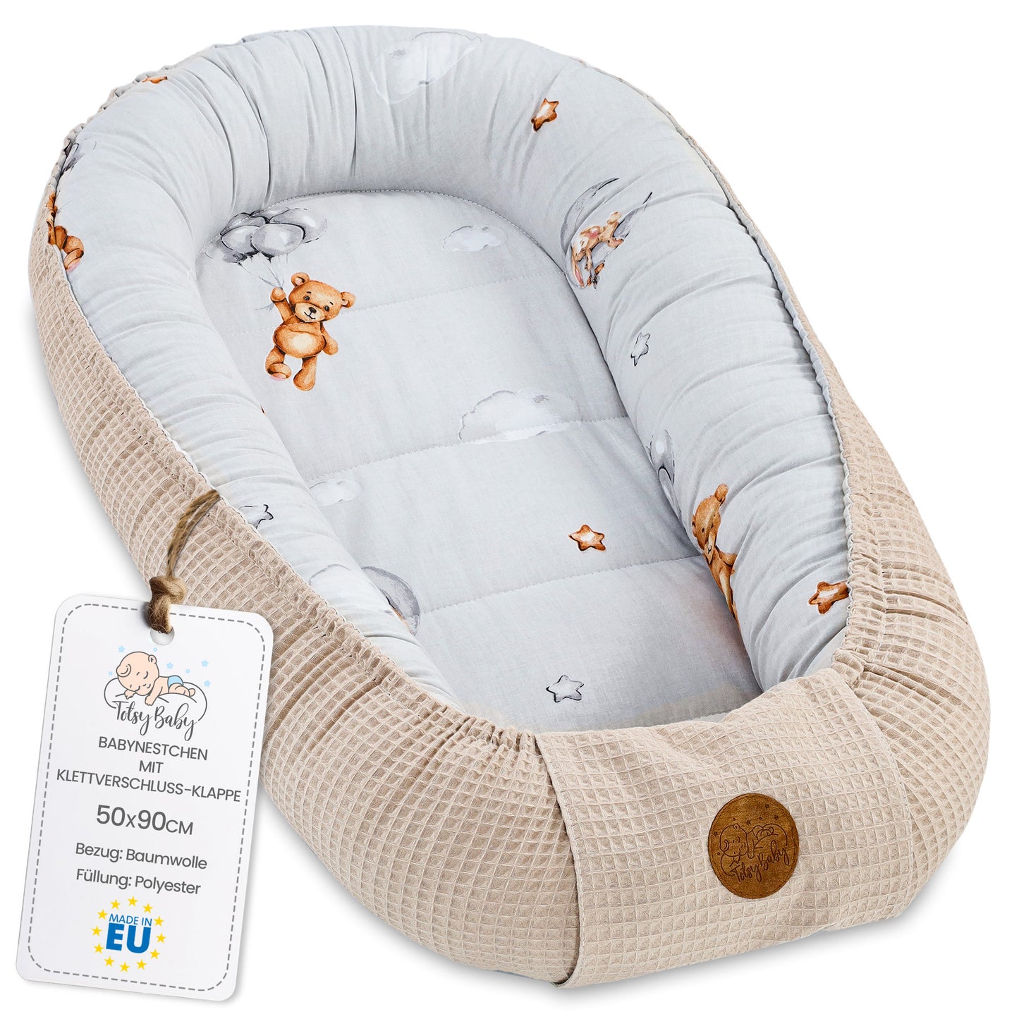 Babynest Neugeborene - Handmade Kokon zweiseitig