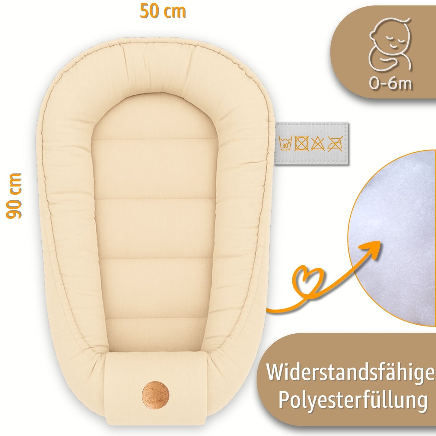 Musselin Babynest Nestchen Baby 90x50 cm - Babynestchen Neugeborene Nest für Kinder Bett und Babybett tragbar Kuschelnest Coccon für Jungen und Mädchen Baumwolle