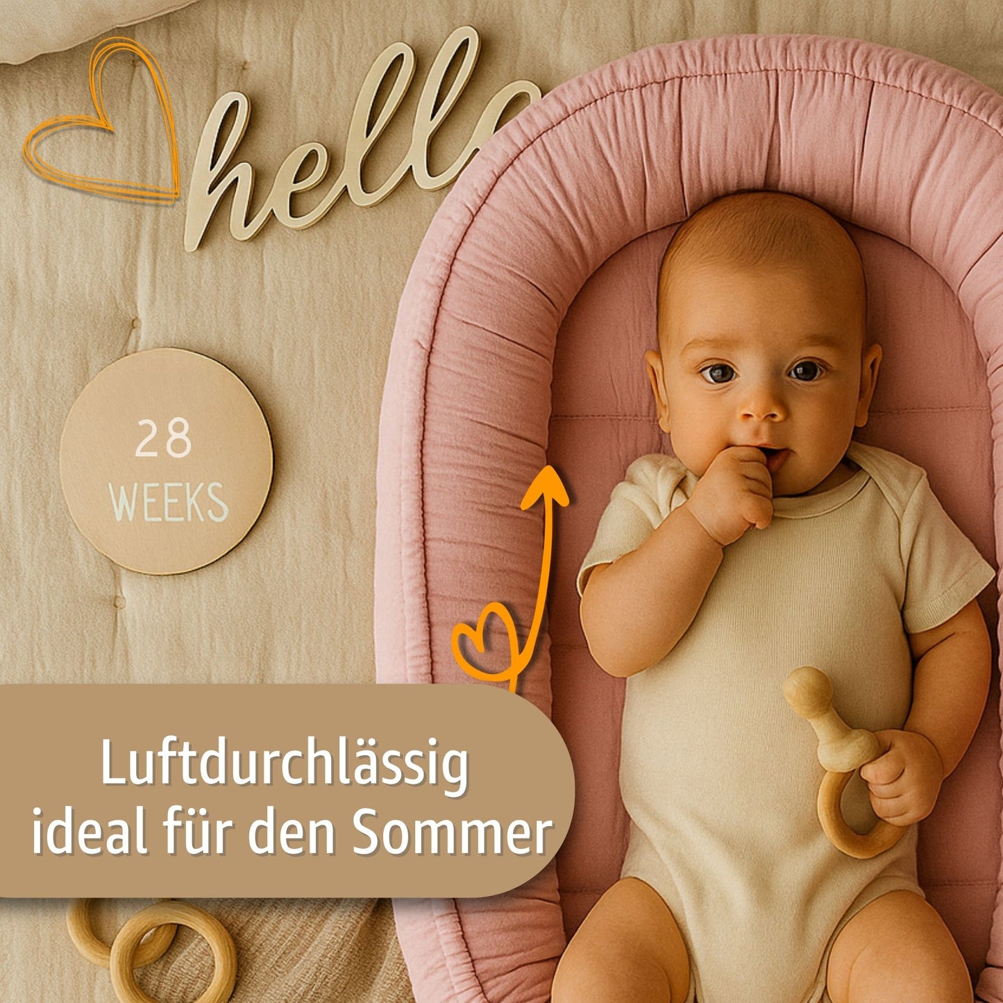 Musselin Babynest Nestchen Baby 90x50 cm - Babynestchen Neugeborene Nest für Kinder Bett und Babybett tragbar Kuschelnest Coccon für Jungen und Mädchen Baumwolle