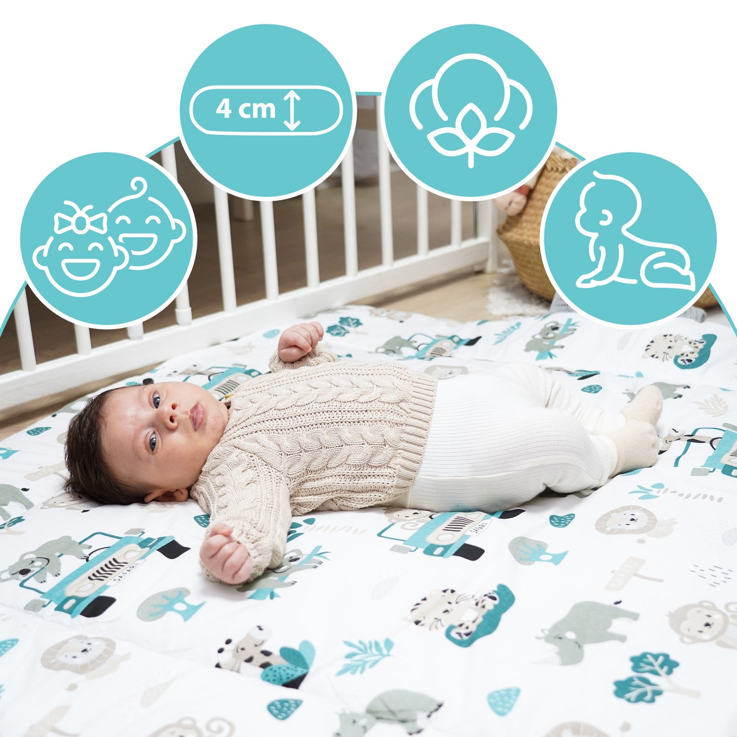 Krabbelmatte Baby Spielmatte Krabbeldecke - Spieldecke Spielmatte und Bodenmatte für Kinder und Babies große Matte für Kinderzimmer und Laufgitter