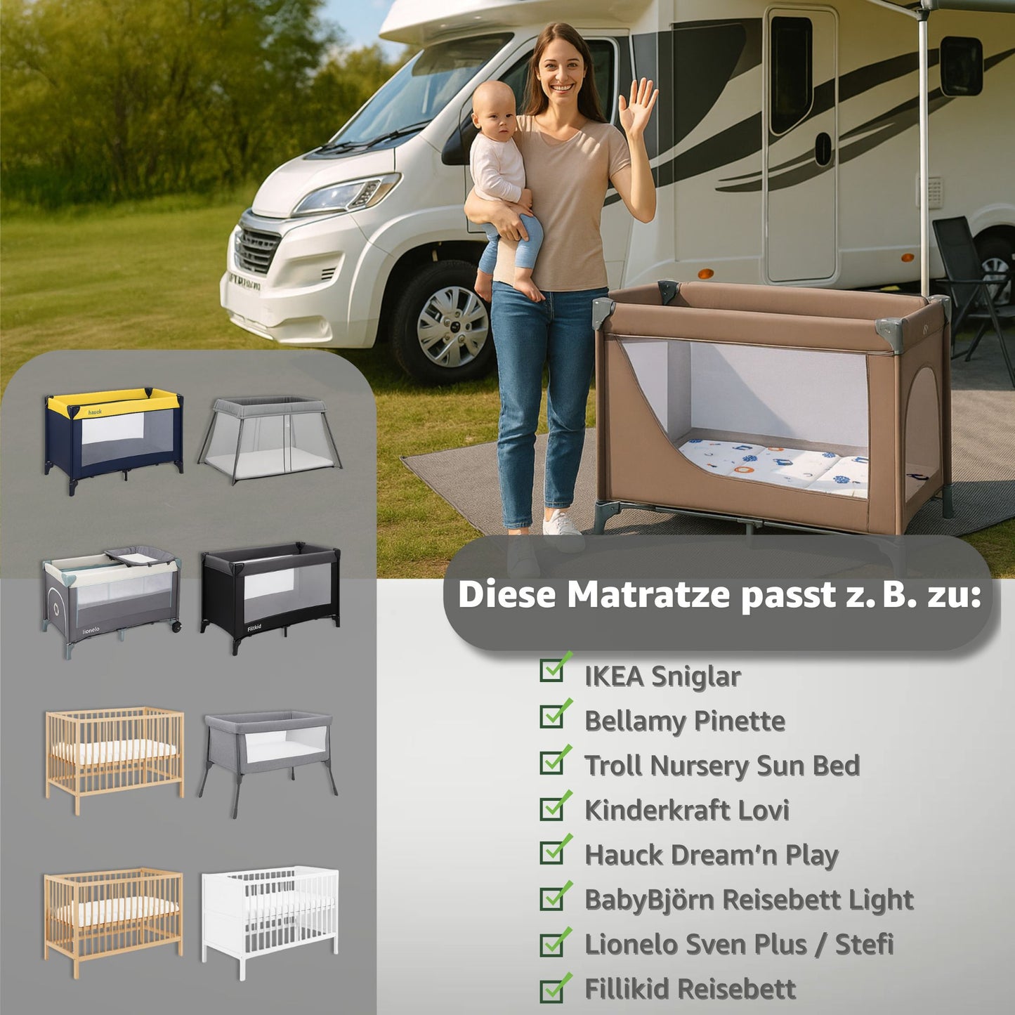 Klappmatratze faltbare Reisebett Baby Matratze - Faltmatratze für Kinder Gästematratze klappbar Babymatratze Bodenmatratte Schlafmatratte und Reisematratze