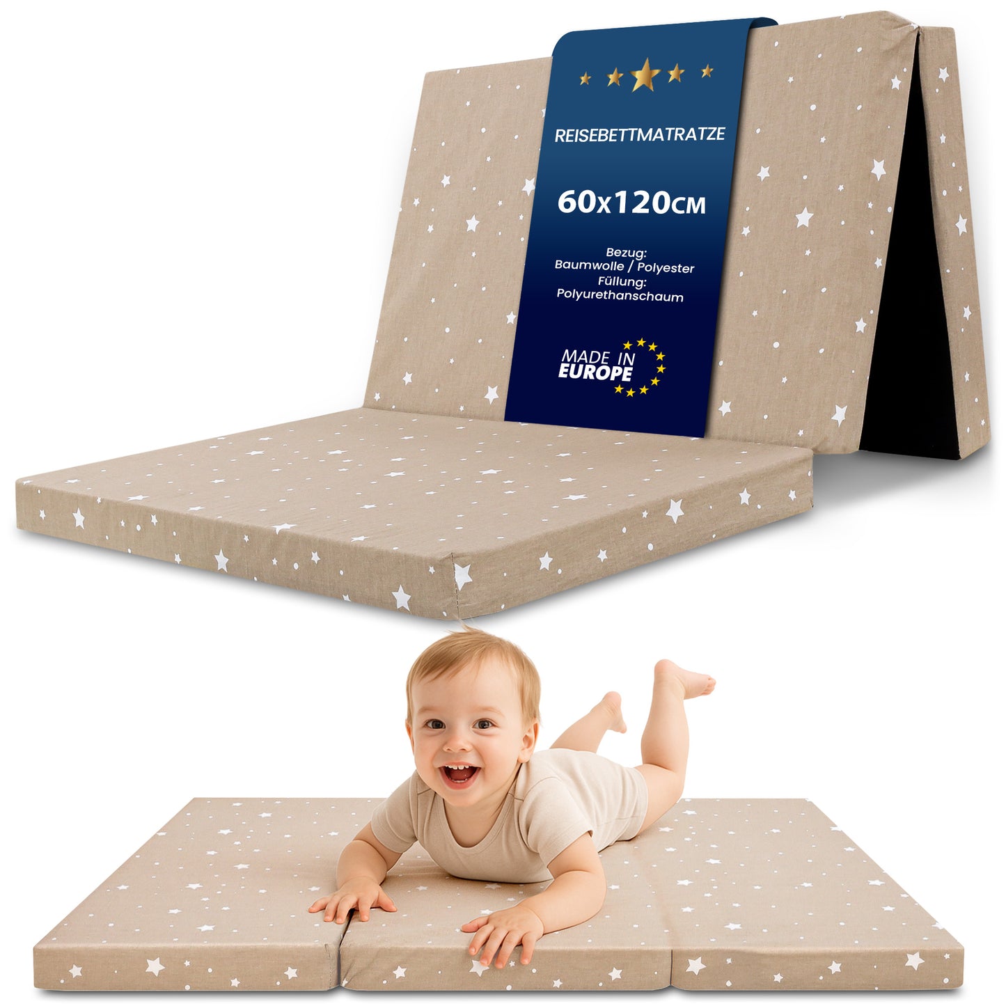 Klappmatratze faltbare Reisebett Baby Matratze - Faltmatratze für Kinder Gästematratze klappbar Babymatratze Bodenmatratte Schlafmatratte und Reisematratze