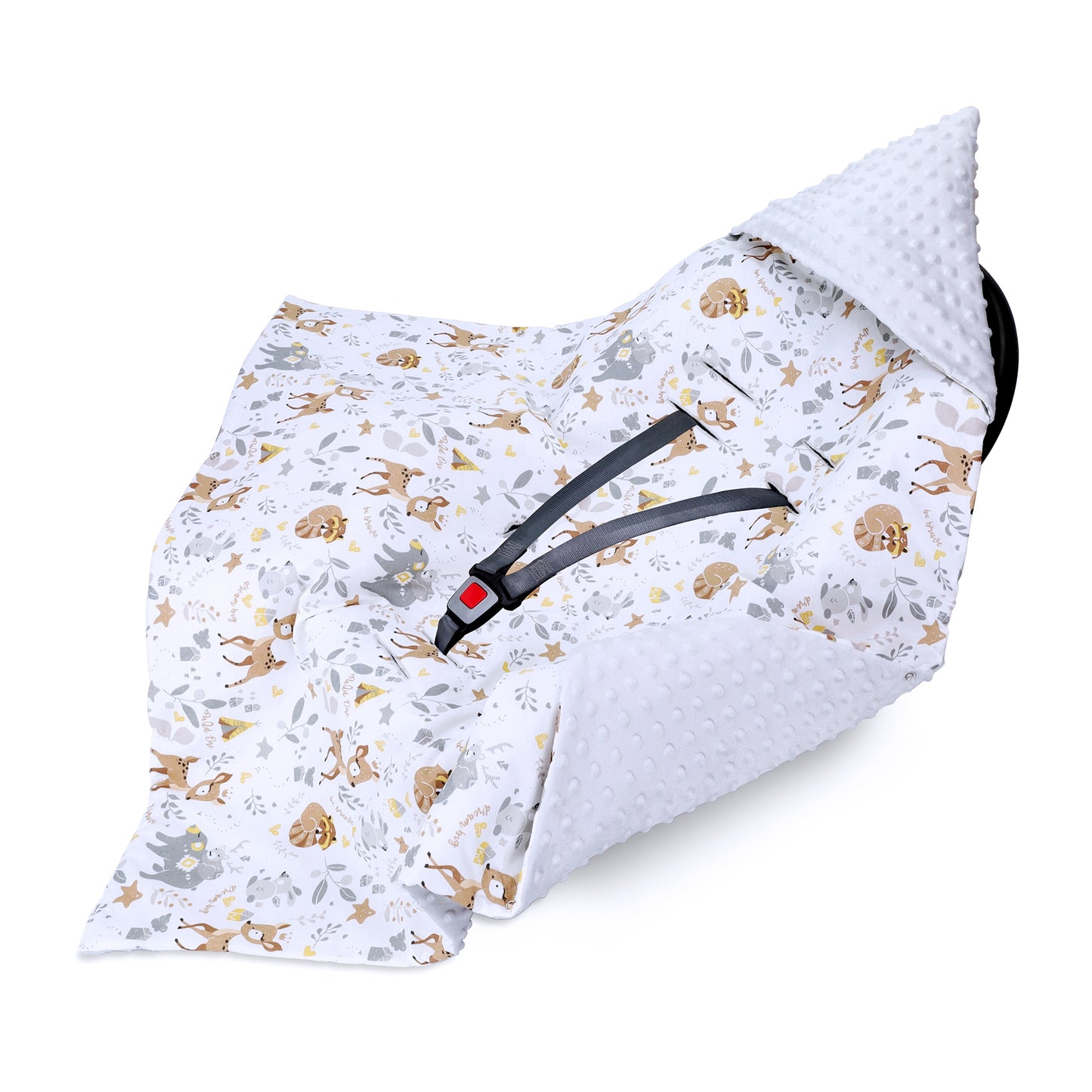 Einschlagdecke Babyschale Baby Decke 90x90 cm - Fußsack Blanket für Kinderwagen und Autositz Ganzjahres für Neugeborenen und Kleinkinder Einschlagsdecken für 3 und 5 Punkt Gurt Minky Oeko-Tex