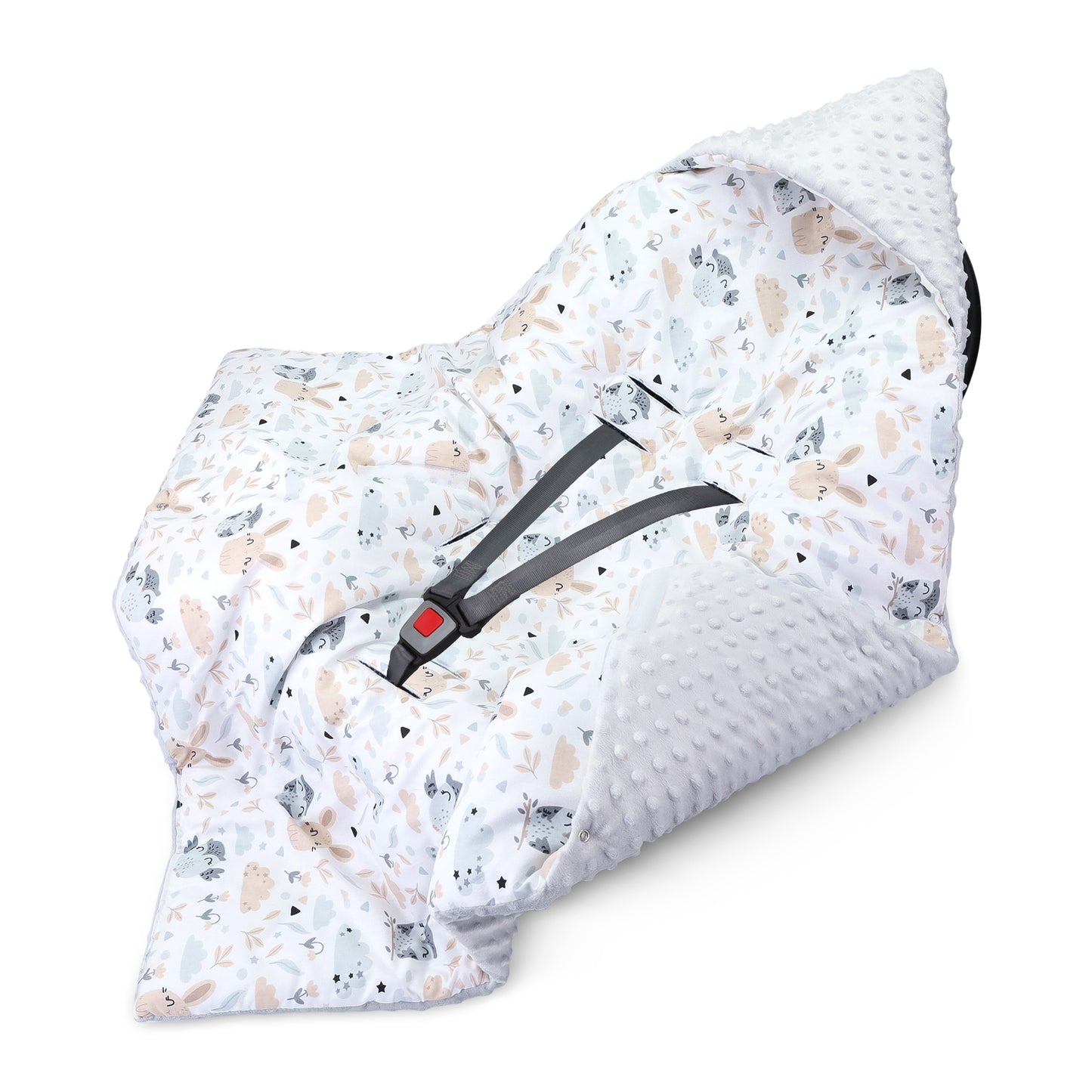 Einschlagdecke Babyschale Baby Decke 90x90 cm - Fußsack Blanket für Kinderwagen und Autositz Ganzjahres für Neugeborenen und Kleinkinder Einschlagsdecken für 3 und 5 Punkt Gurt Minky Oeko-Tex
