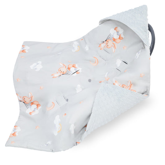 Einschlagdecke Babyschale Baby Decke 90x90 cm - Fußsack Blanket für Kinderwagen und Autositz Ganzjahres für Neugeborenen und Kleinkinder Einschlagsdecken für 3 und 5 Punkt Gurt Minky Oeko-Tex