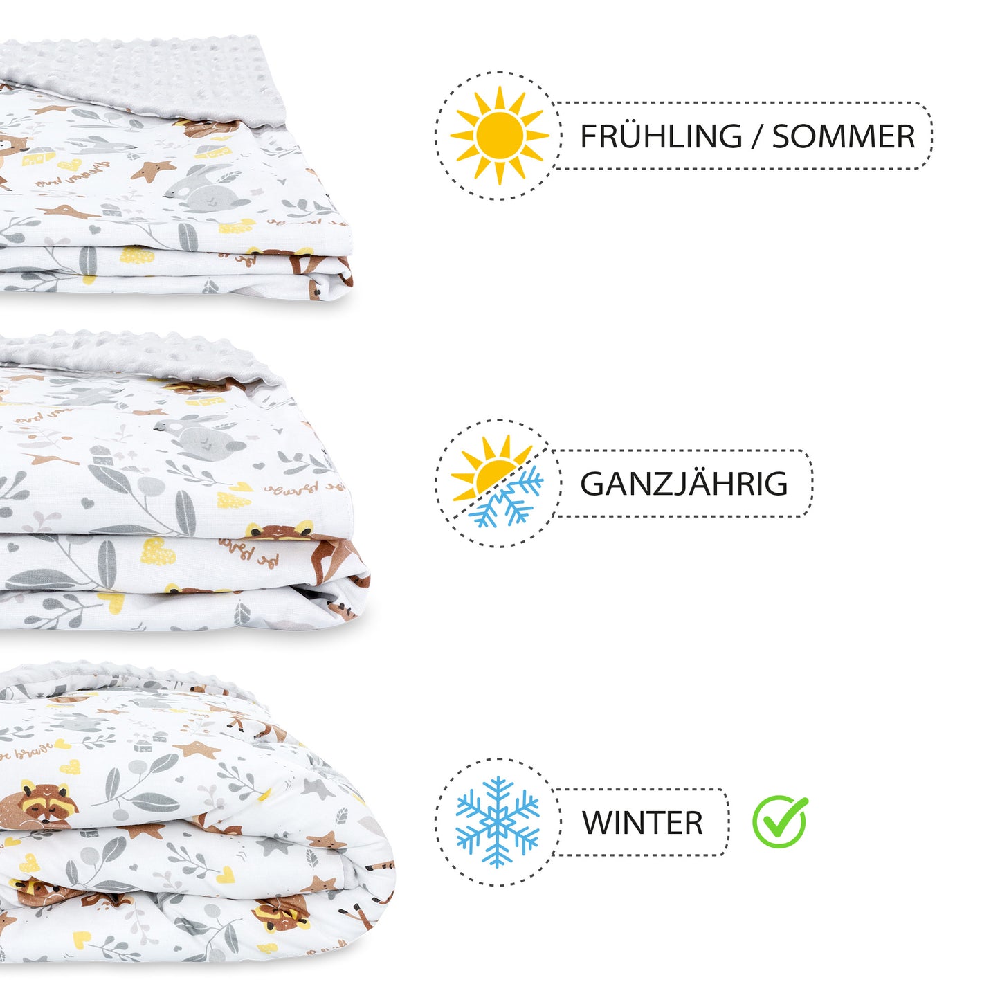 Einschlagdecke Babyschale Baby Decke 90x90 cm - Fußsack Blanket für Kinderwagen und Autositz Ganzjahres für Neugeborenen und Kleinkinder Einschlagsdecken für 3 und 5 Punkt Gurt Minky Oeko-Tex