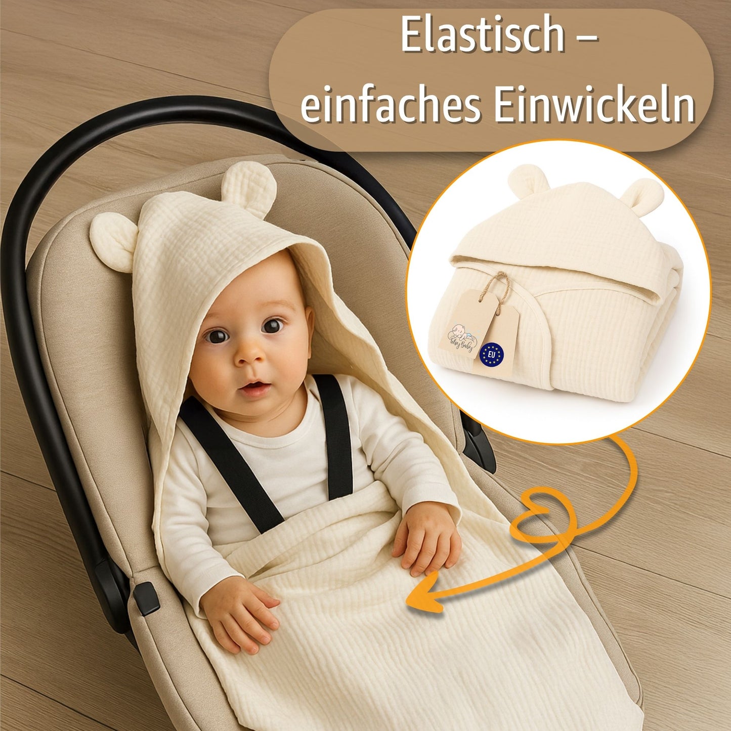 Einschlagdecke Babyschale Baby Decke - Atmungsaktive Sommerdecke für Kinderwagen und Autositz für Neugeborenen und Kleinkinder