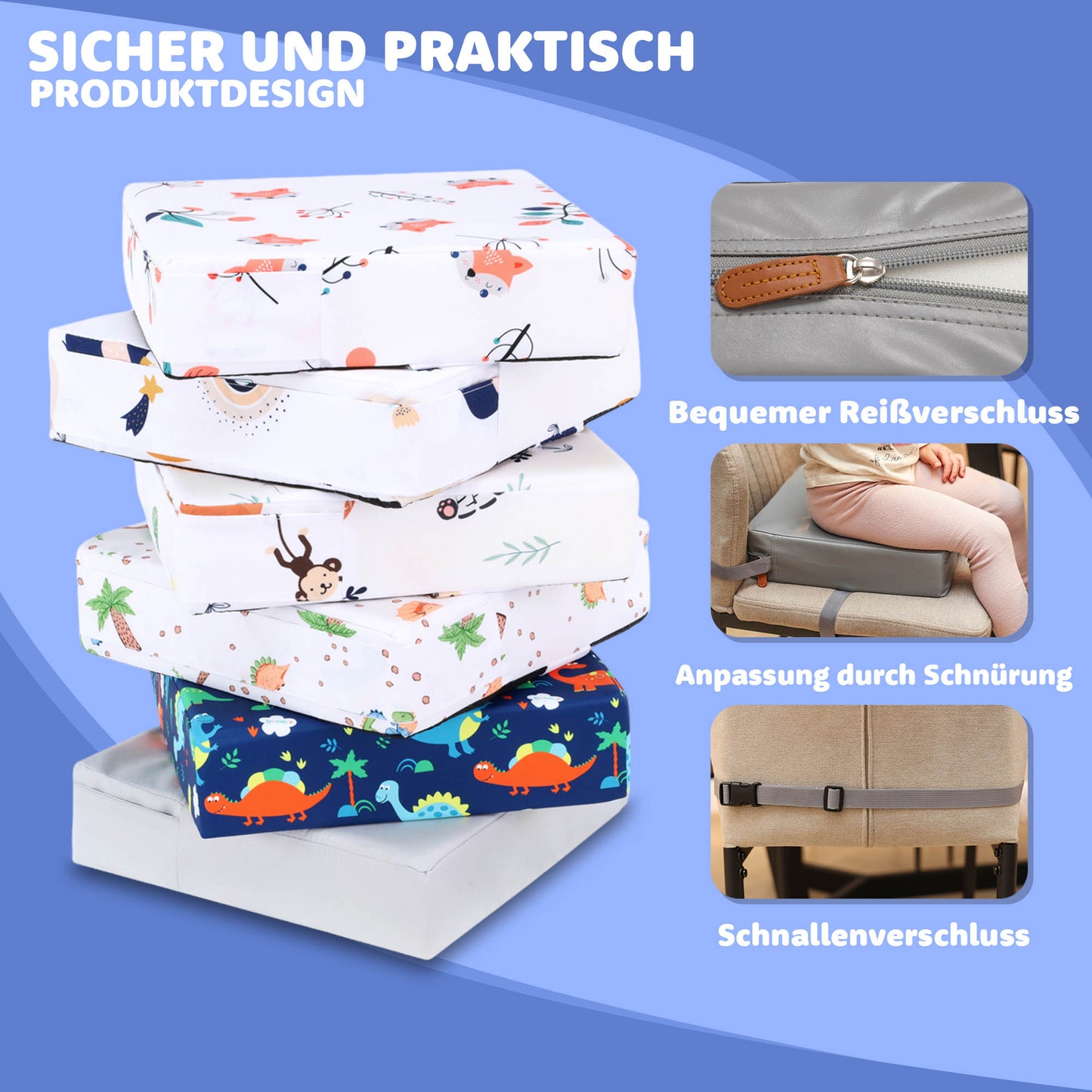 Kindersitzerhöhung Sitzerhöhung Stuhl Kind - Sitzkissen Kinder Booster Seat Stuhlerhöhung Kissen für Kleinkind beim Esstisch Stuhlkissen und Babysitz
