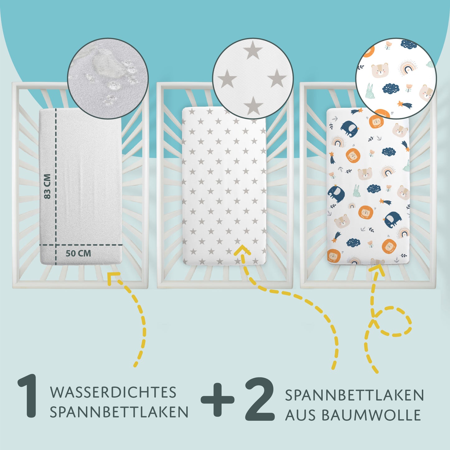 Spannbettlaken Baby Spannbetttücher - Babybett Zubehör für Kinderbett Beistellbett Stubenwagen