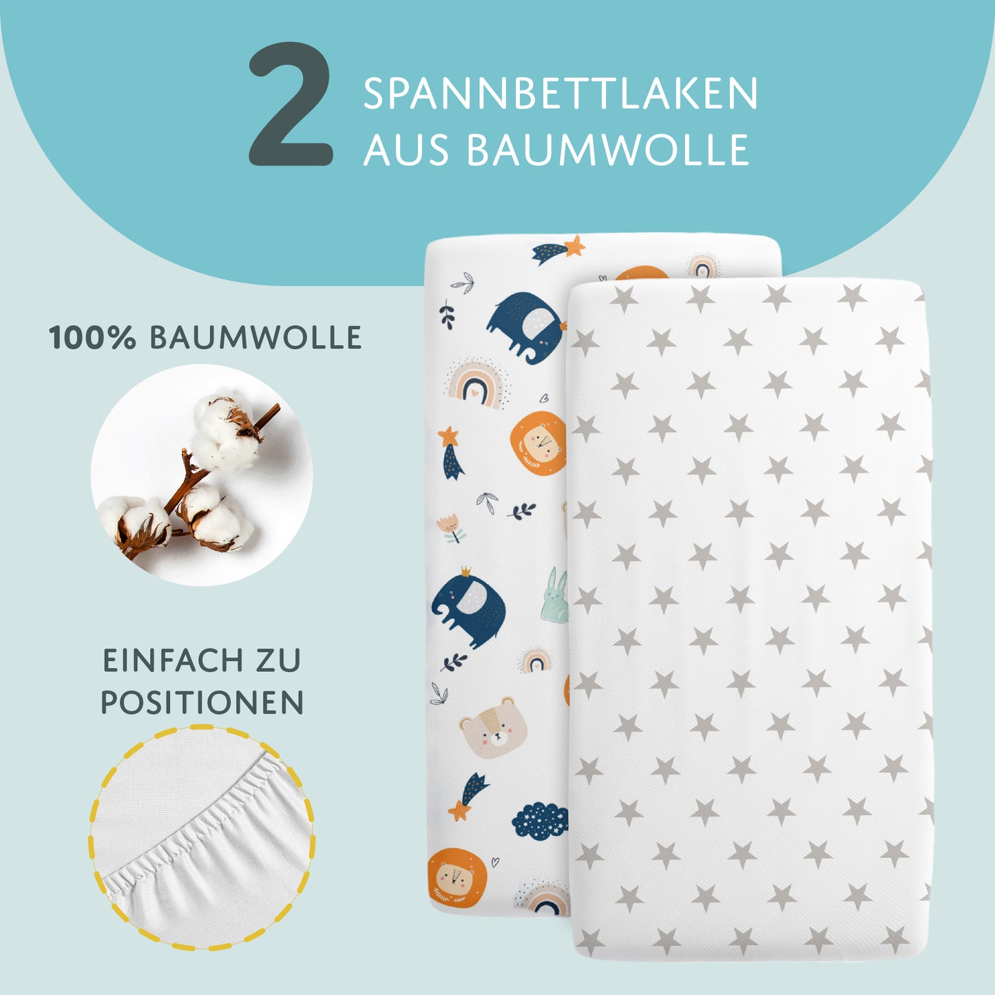 Spannbettlaken Baby Spannbetttücher - Babybett Zubehör für Kinderbett Beistellbett Stubenwagen