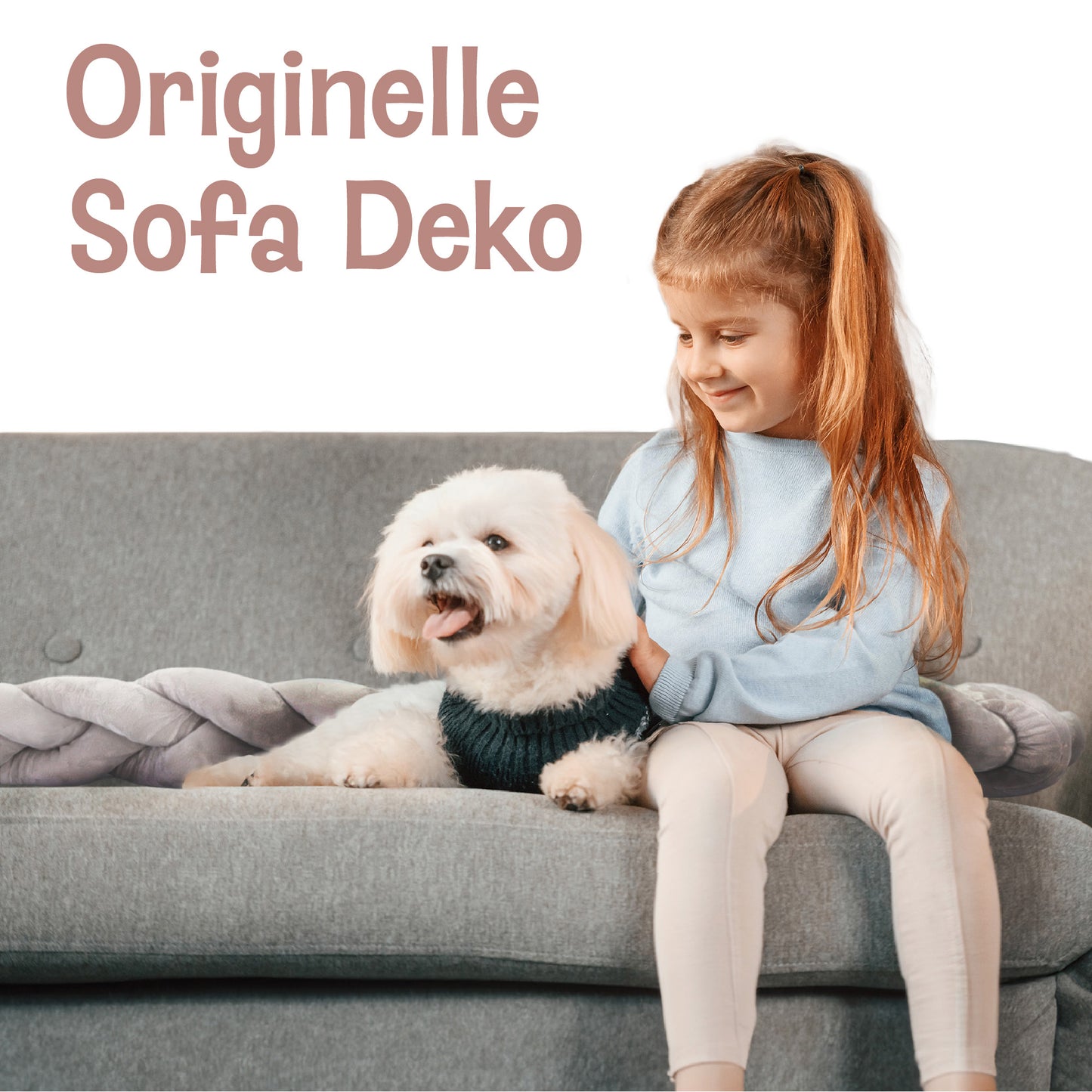 Deko Kuschelkissen Kinder - Dekokissen Kinderzimmer Flauschig Zierkissen Geflochten