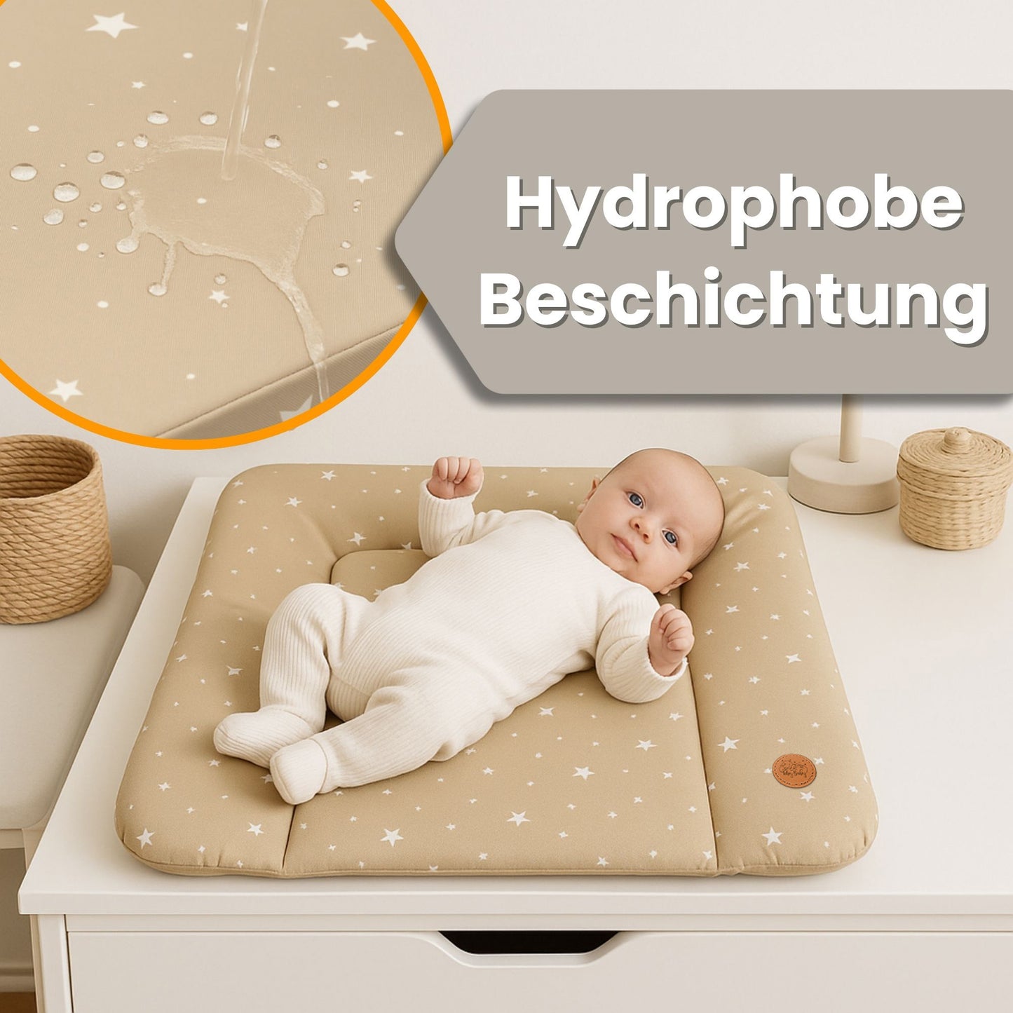 Wickelauflage Wickelunterlage abwaschbar und wasserdicht - Wickelmatte zum Auflegen auf Wickeltisch Wickelaufsatz Wickelkommode oder Waschmaschine