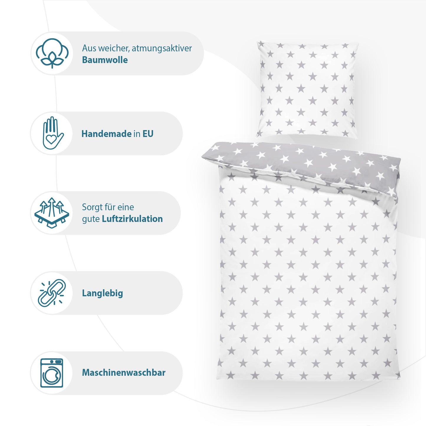 Bettwäsche für Babybetten mit Kissenbezug