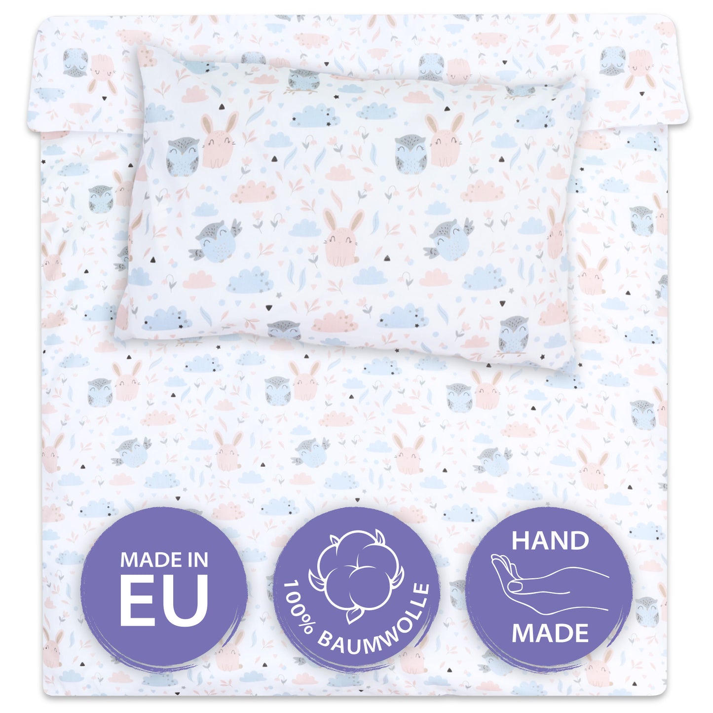 Bettwäsche für Babybetten mit Kissenbezug