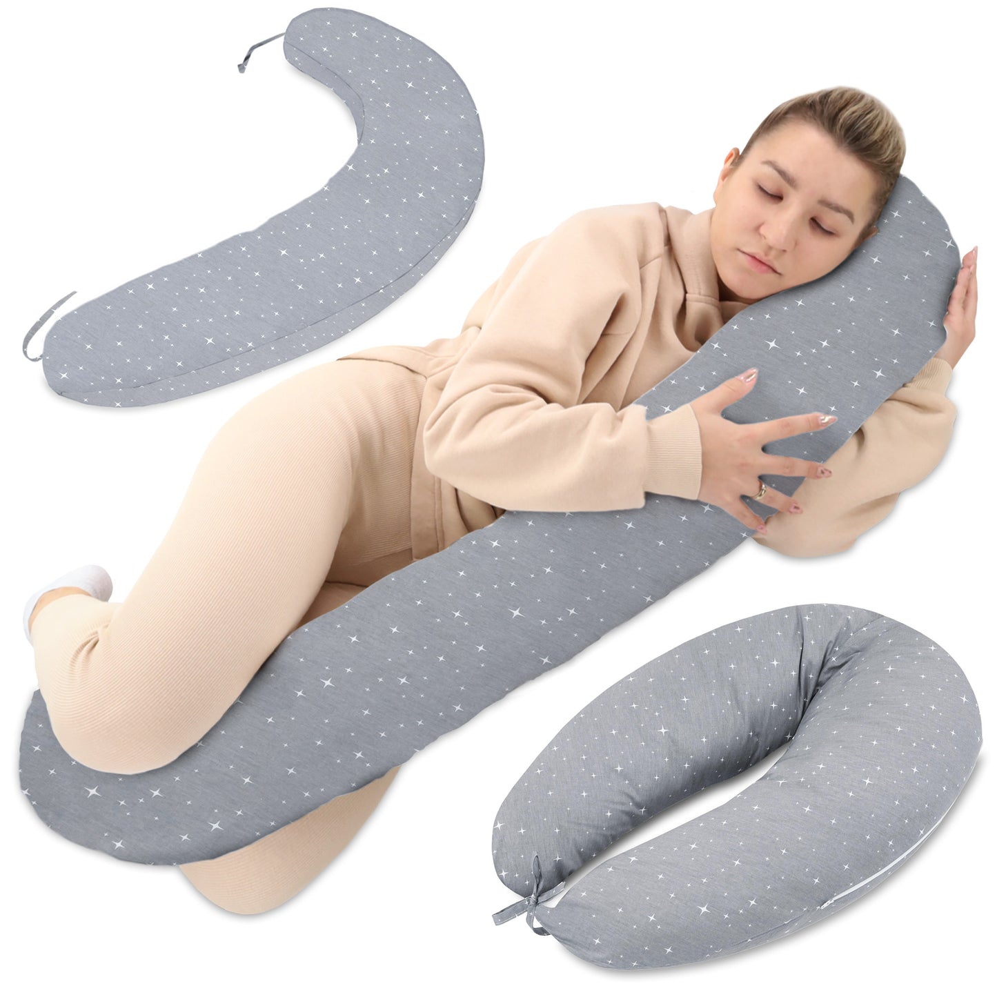 Stillkissen XXL Schwangerschaftskissen - Pregnancy Pillow Body Pillow Seitenschläferkissen Schlafkissen Lagerungskissen Kissen mit Bezug