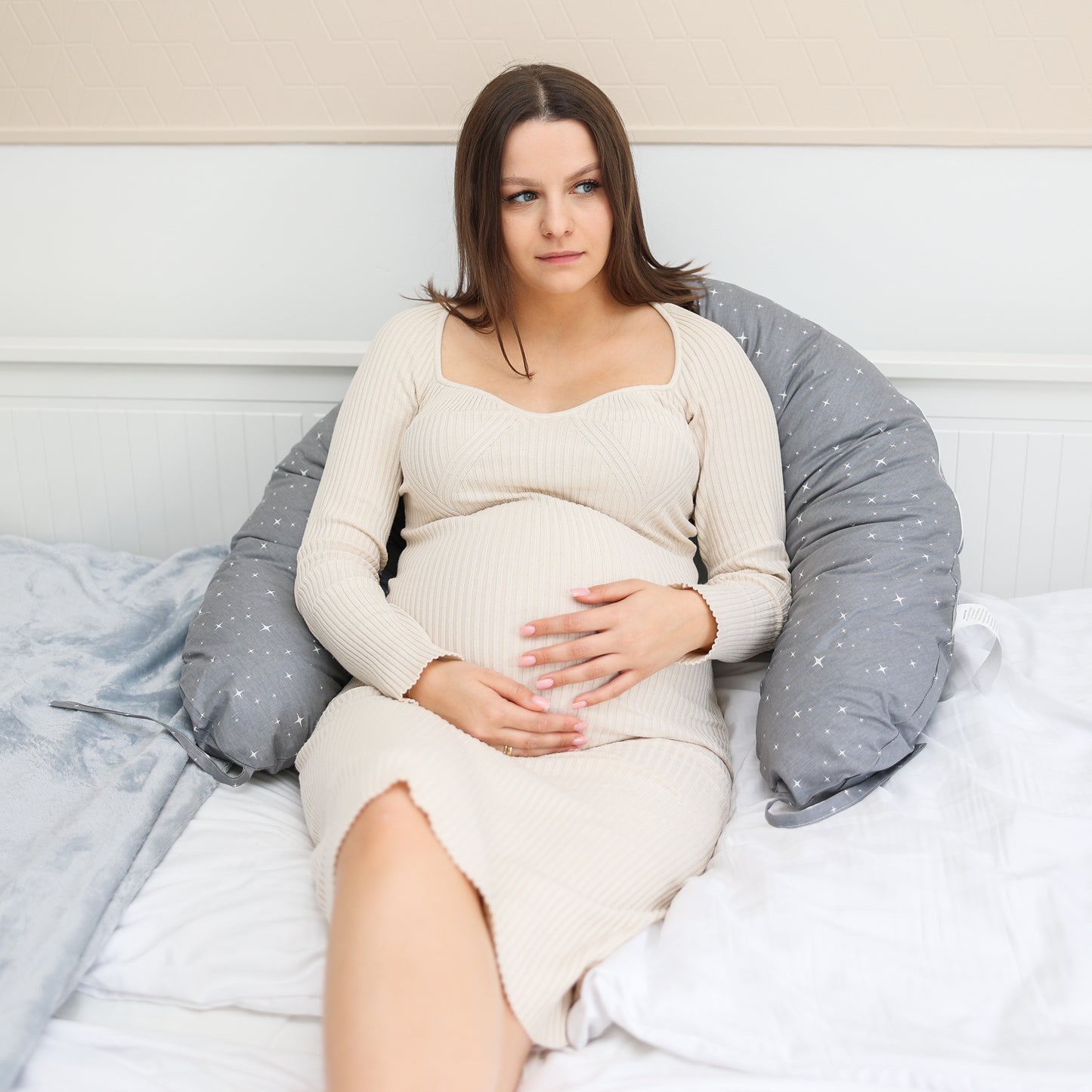 Stillkissen XXL Schwangerschaftskissen - Pregnancy Pillow Body Pillow Seitenschläferkissen Schlafkissen Lagerungskissen Kissen mit Bezug