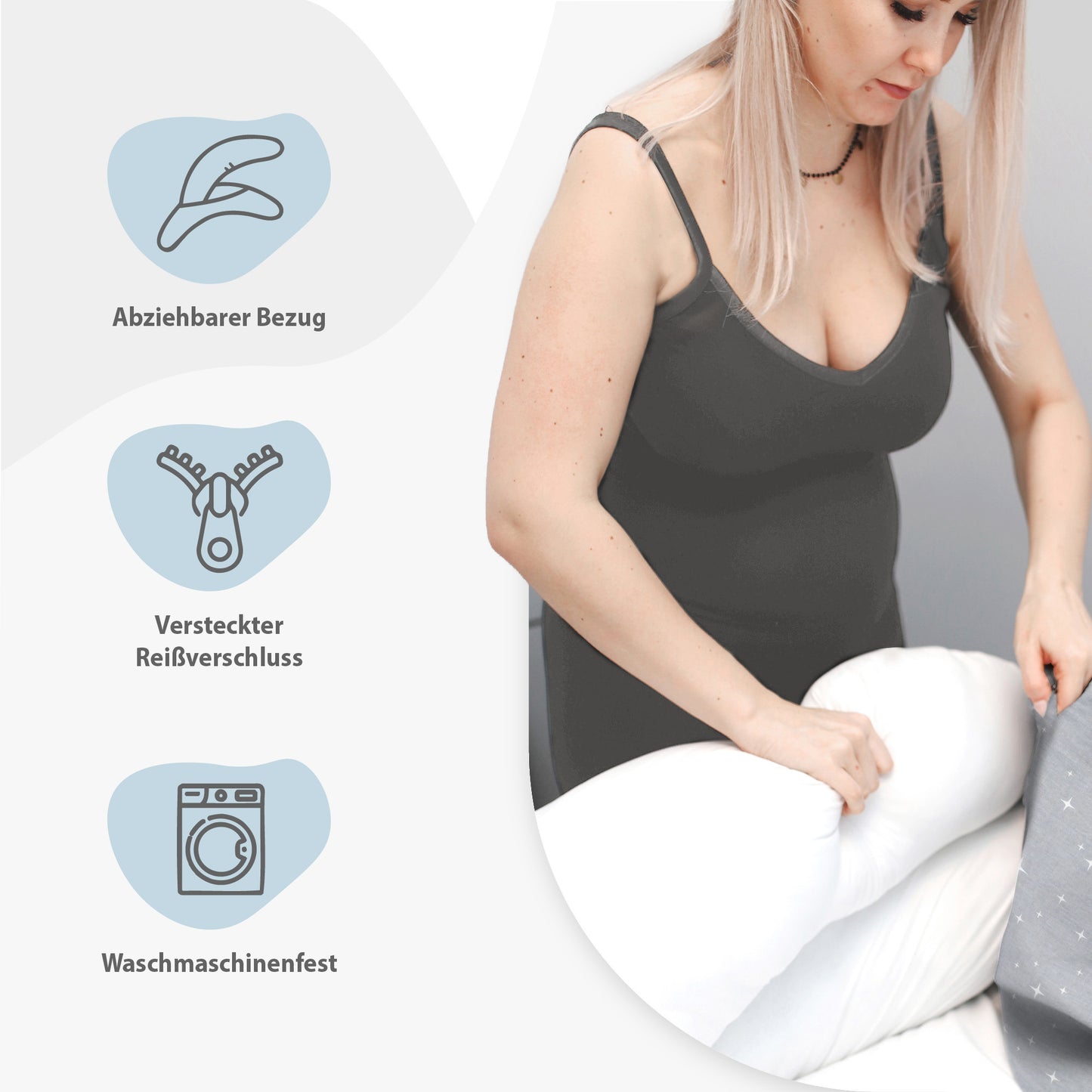 Stillkissen XXL Schwangerschaftskissen - Pregnancy Pillow Body Pillow Seitenschläferkissen Schlafkissen Lagerungskissen Kissen mit Bezug