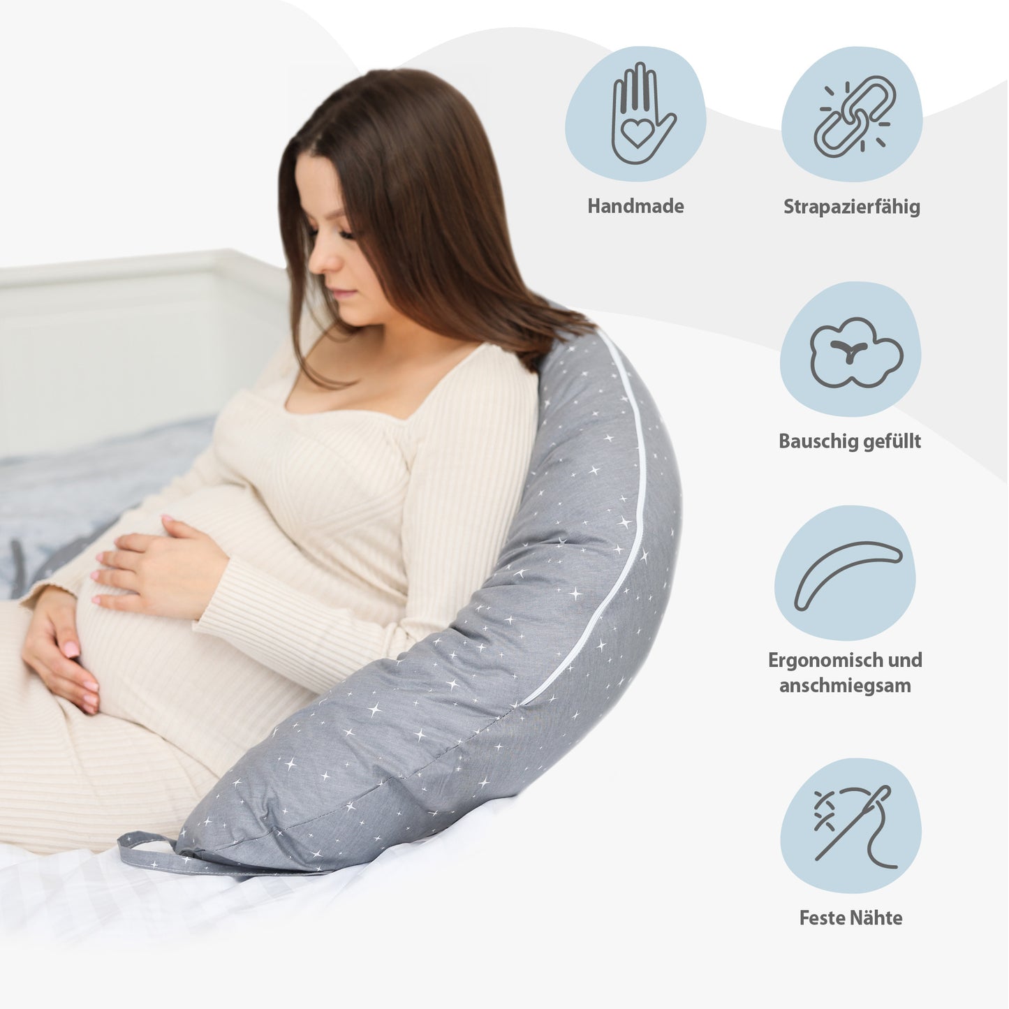 Stillkissen XXL Schwangerschaftskissen - Pregnancy Pillow Body Pillow Seitenschläferkissen Schlafkissen Lagerungskissen Kissen mit Bezug