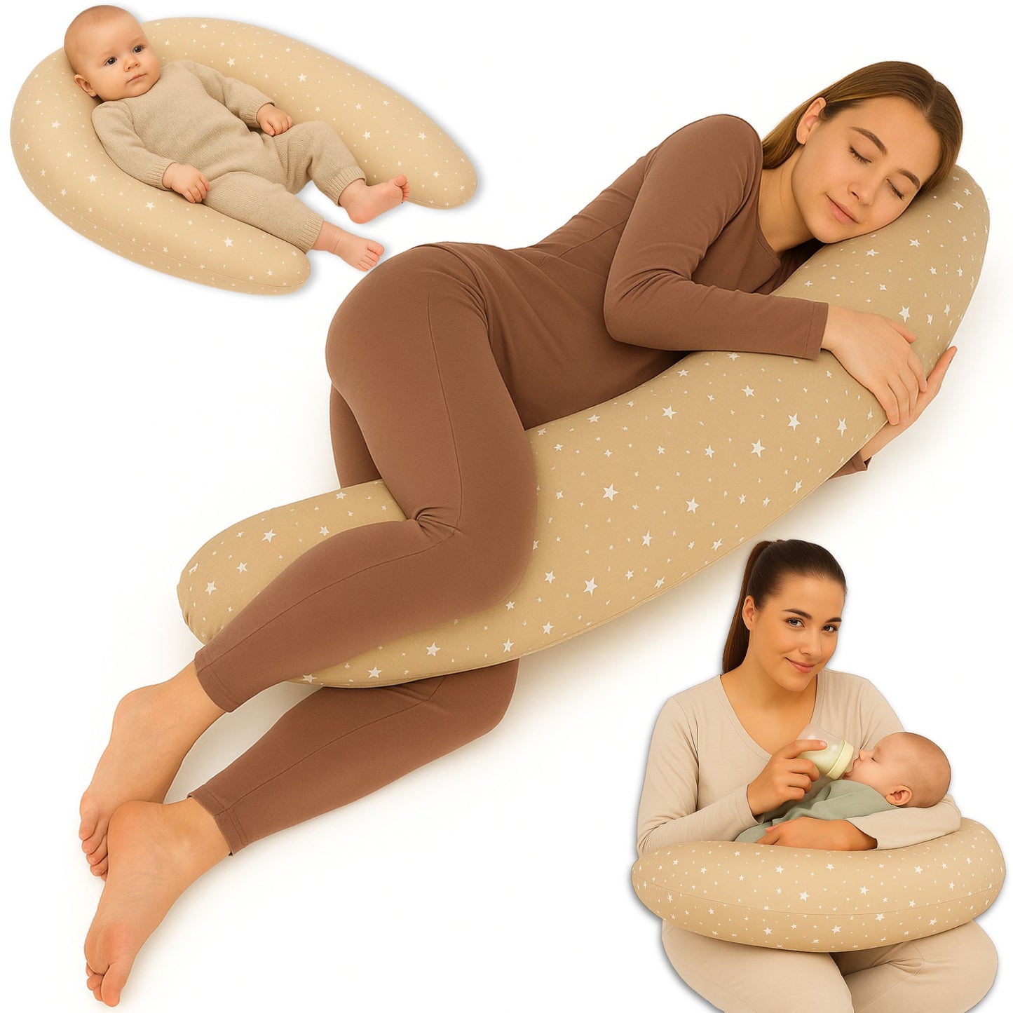 Stillkissen XXL Schwangerschaftskissen - Pregnancy Pillow Body Pillow Seitenschläferkissen Schlafkissen Lagerungskissen Kissen mit Bezug