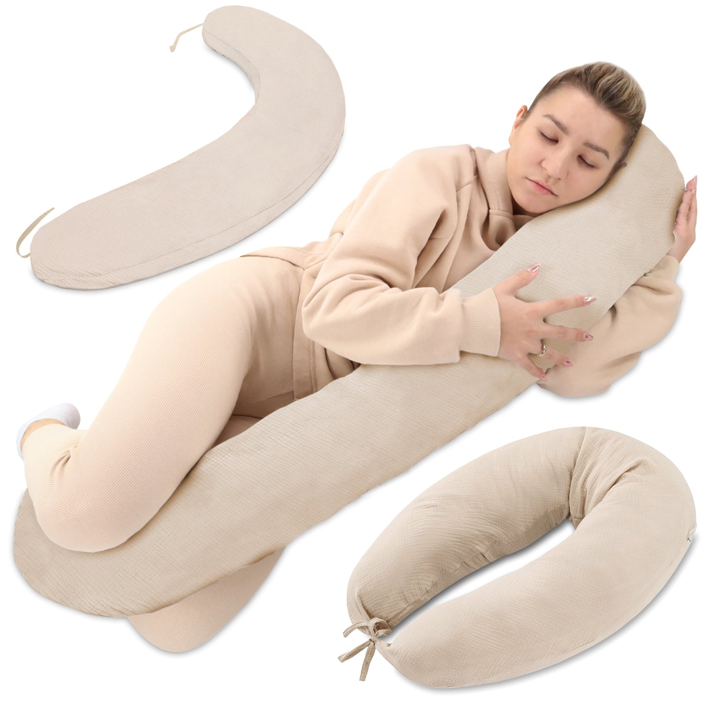 Stillkissen XXL Schwangerschaftskissen - Pregnancy Pillow Body Pillow Seitenschläferkissen Schlafkissen Lagerungskissen Kissen mit Bezug