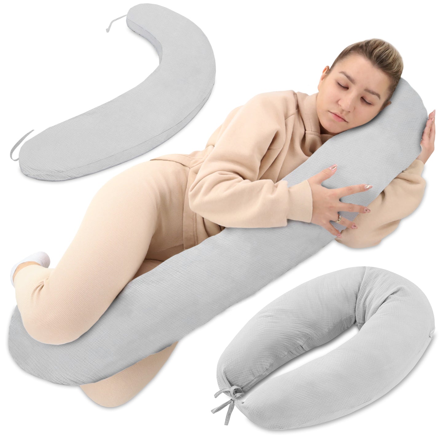 Stillkissen XXL Schwangerschaftskissen - Pregnancy Pillow Body Pillow Seitenschläferkissen Schlafkissen Lagerungskissen Kissen mit Bezug