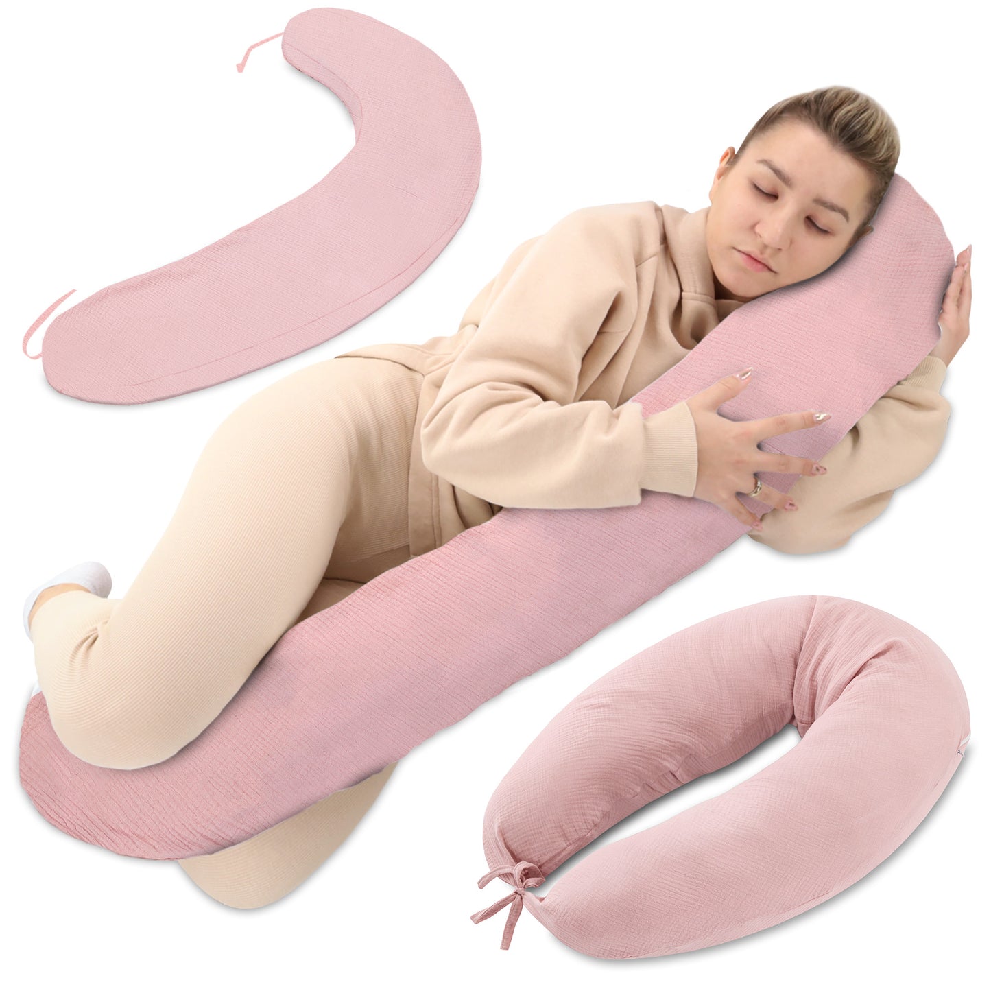 Stillkissen XXL Schwangerschaftskissen - Pregnancy Pillow Body Pillow Seitenschläferkissen Schlafkissen Lagerungskissen Kissen mit Bezug