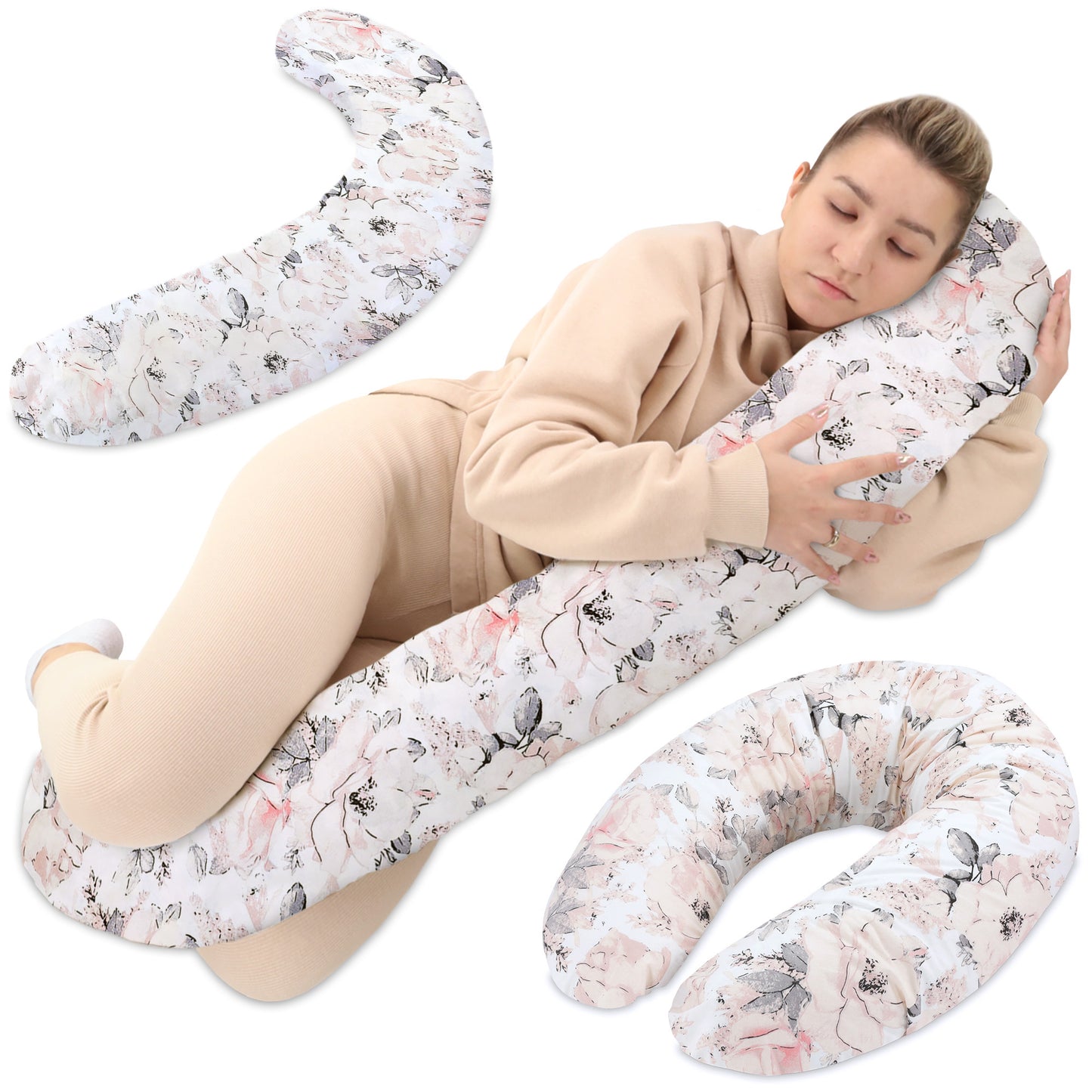 Stillkissen XXL Schwangerschaftskissen - Pregnancy Pillow Body Pillow Seitenschläferkissen Schlafkissen Lagerungskissen Kissen mit Bezug