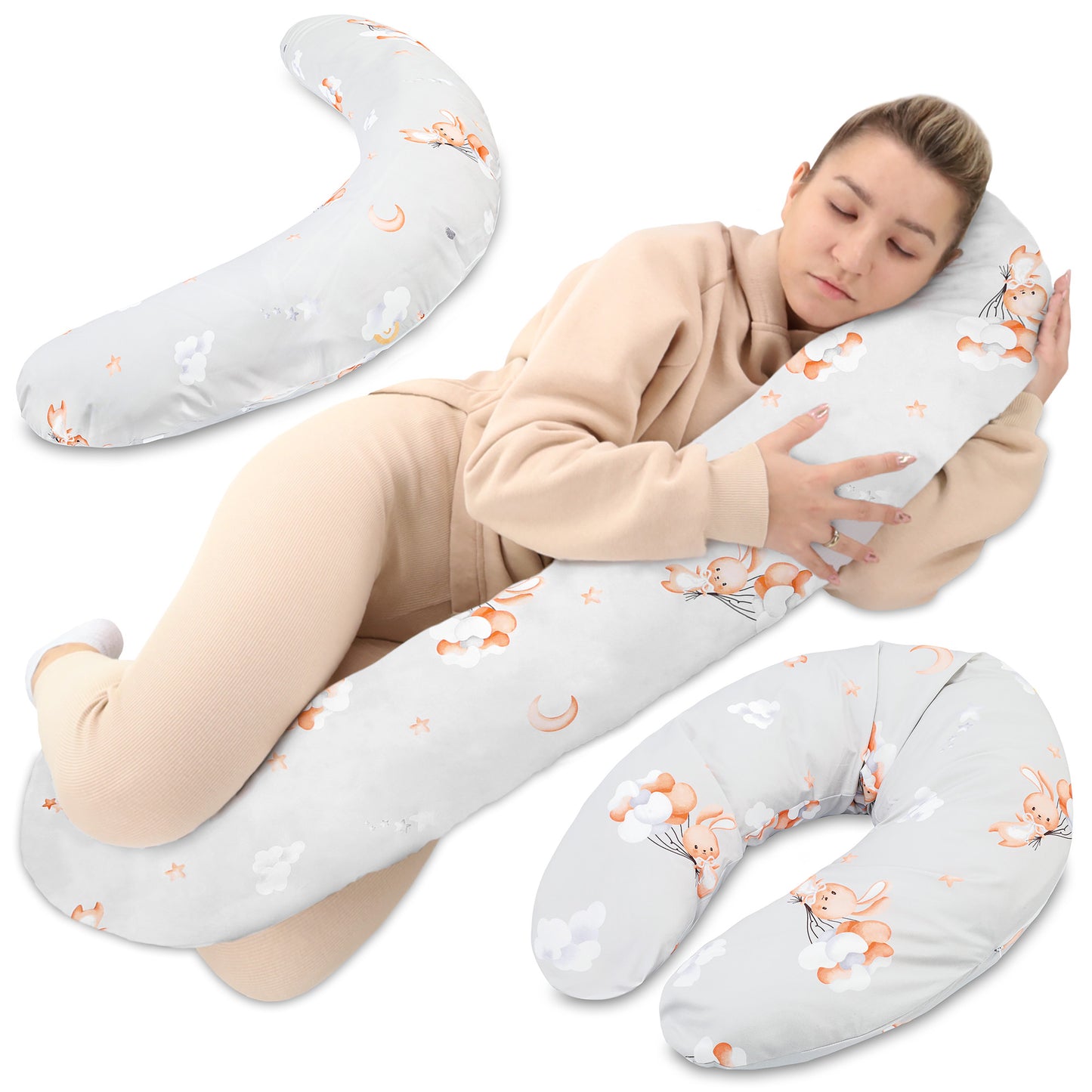 Stillkissen XXL Schwangerschaftskissen - Pregnancy Pillow Body Pillow Seitenschläferkissen Schlafkissen Lagerungskissen Kissen mit Bezug