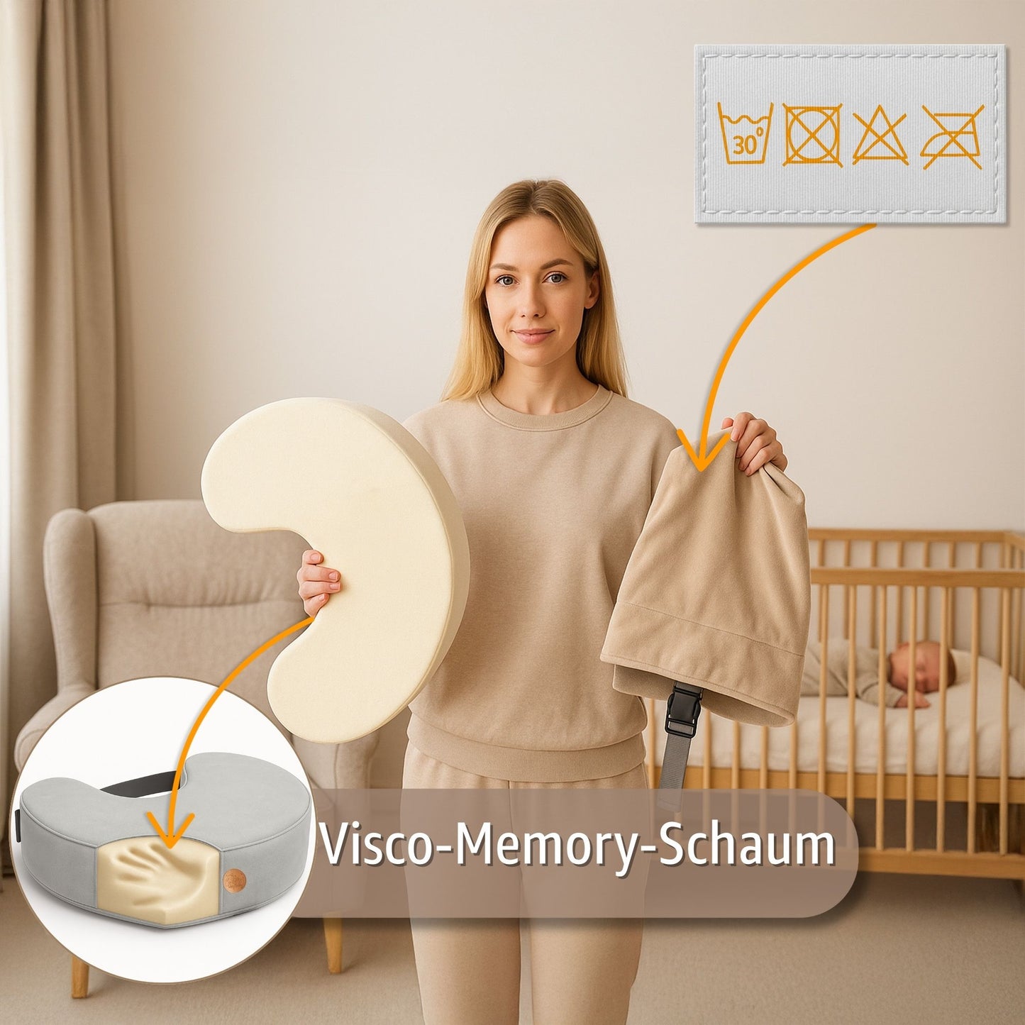 Stillkissen XXL Lagerungskissen für Baby Stillen Nursing Pillow - Schwangerschaftskissen Stillmond Breastfeeding Mond und Kinder Stillhörnchen