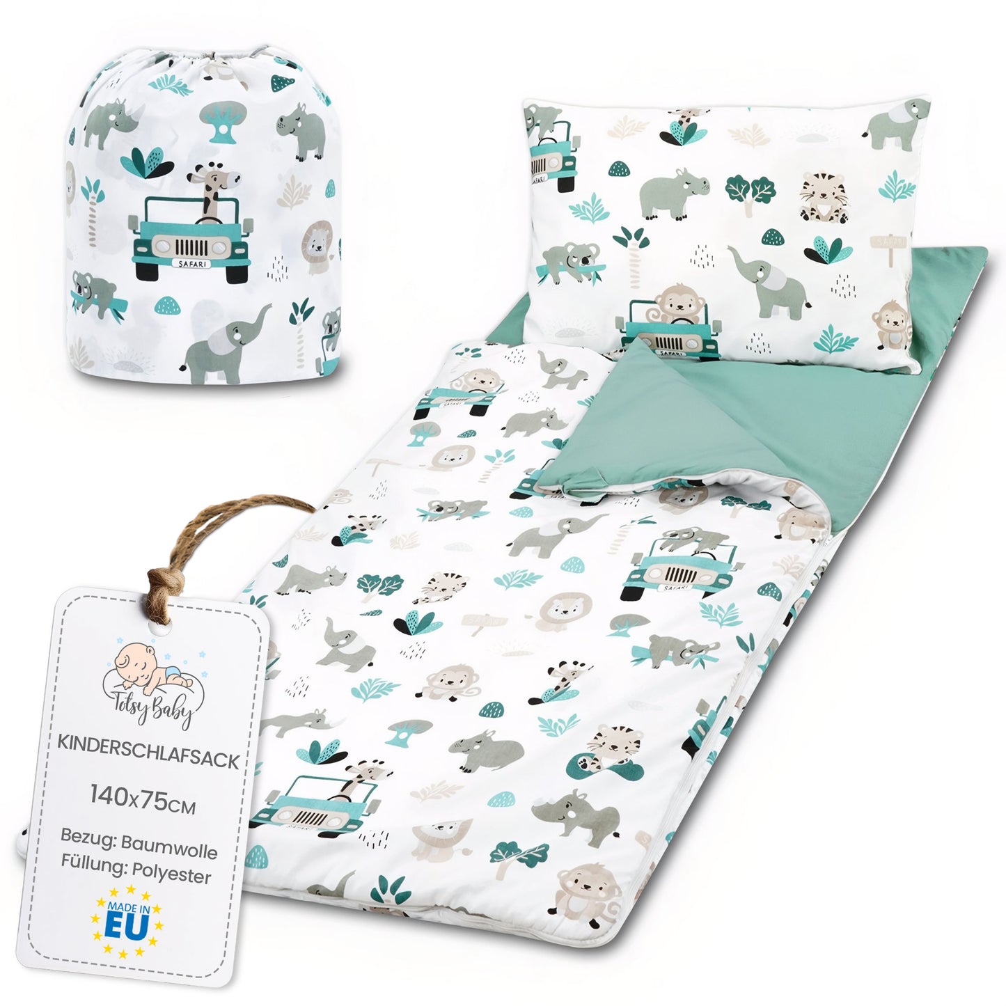Schlafsack Kinder mit Kissen und Reißverschluss für Baby 3-7 Jahre - Kinderschlafsack Indoor für Kindertagesstätte Kindergarten Deckenschlafsack