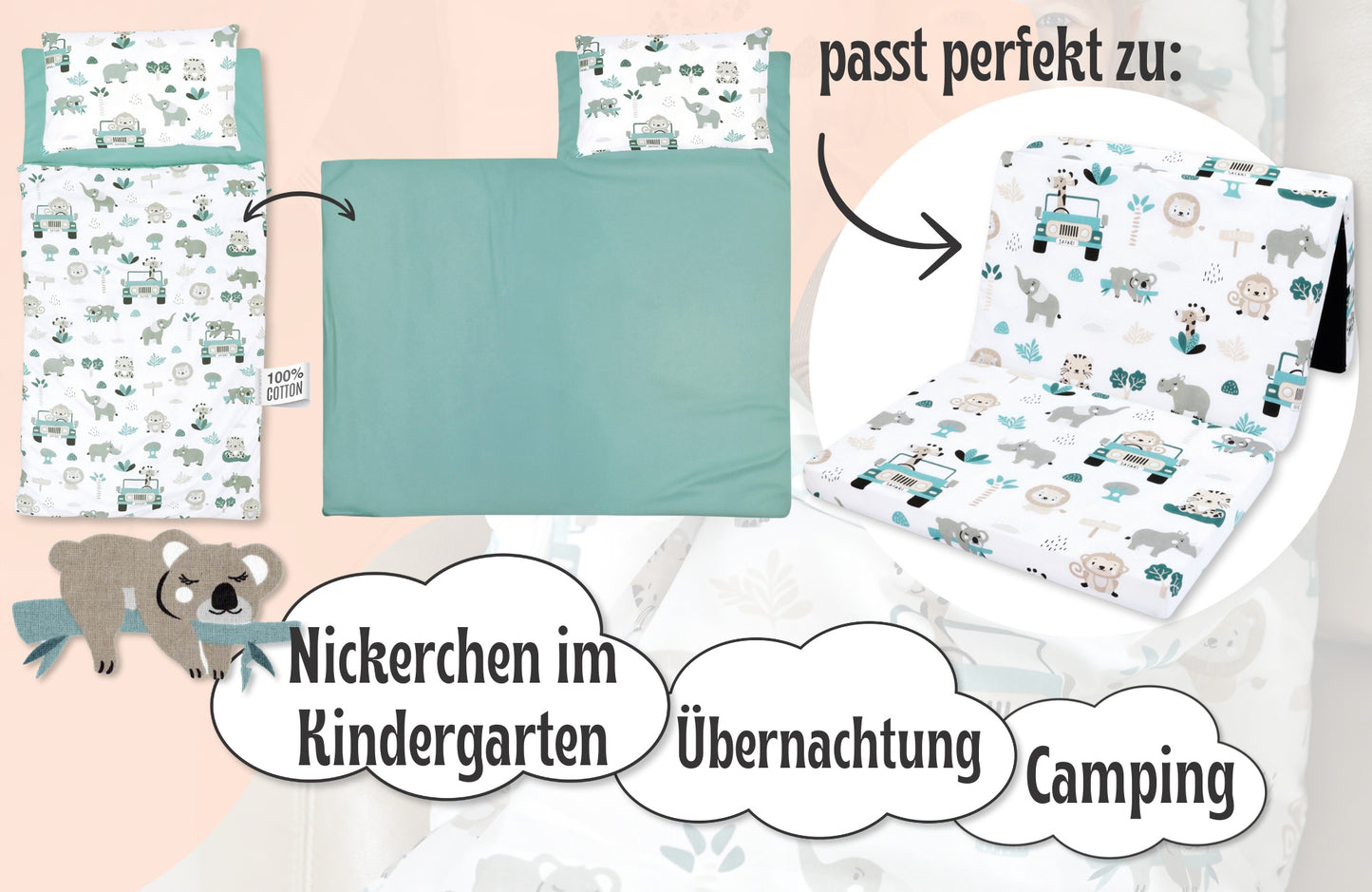 Schlafsack Kinder mit Kissen und Reißverschluss für Baby 3-7 Jahre - Kinderschlafsack Indoor für Kindertagesstätte Kindergarten Deckenschlafsack