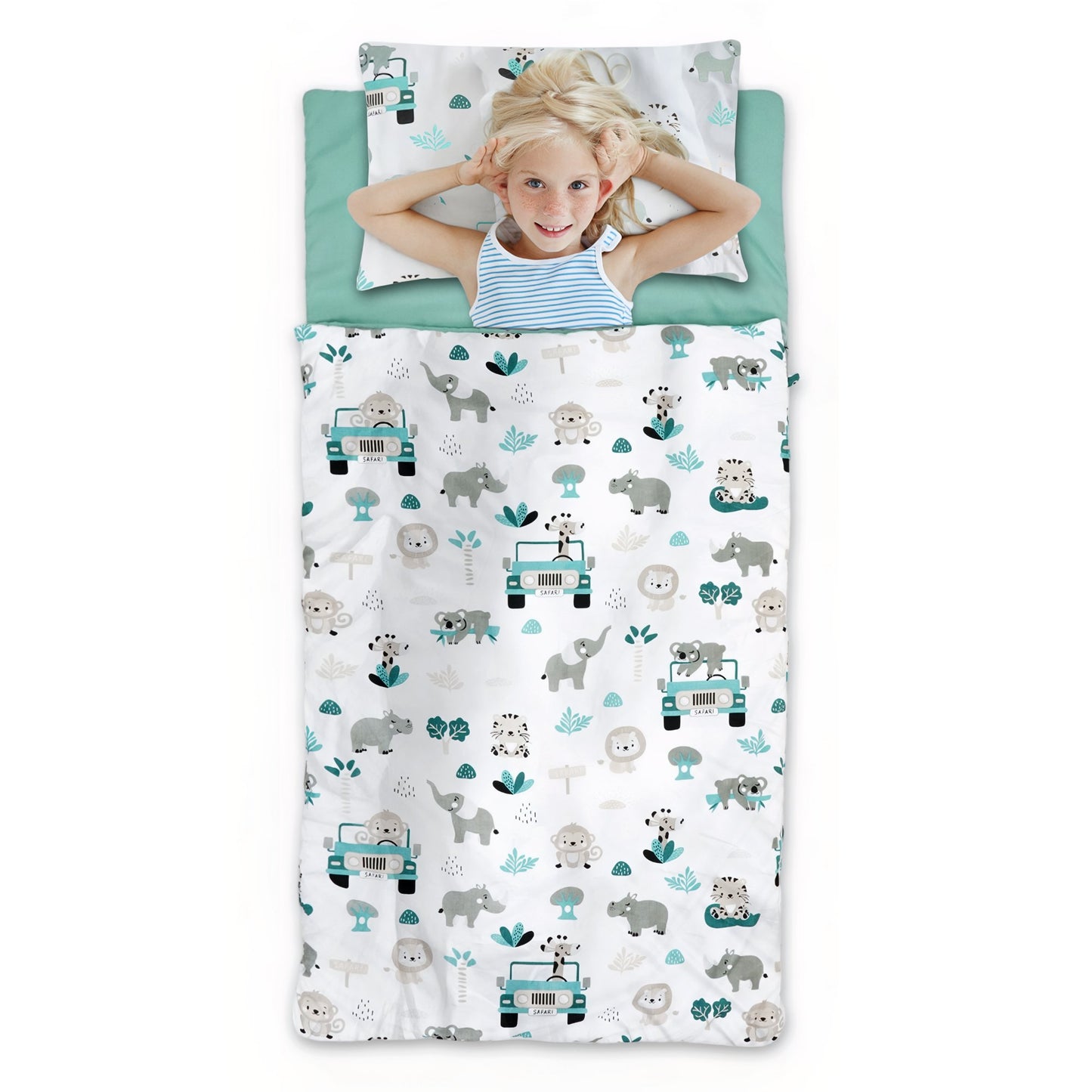 Schlafsack Kinder mit Kissen und Reißverschluss für Baby 3-7 Jahre - Kinderschlafsack Indoor für Kindertagesstätte Kindergarten Deckenschlafsack