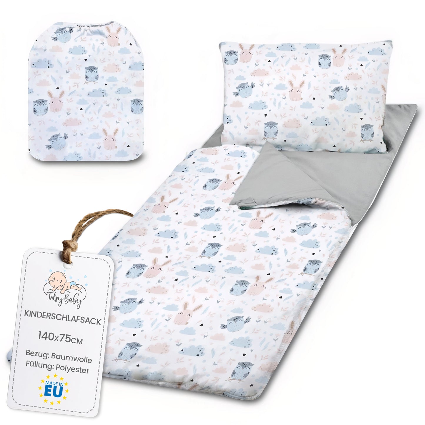 Schlafsack Kinder mit Kissen und Reißverschluss für Baby 3-7 Jahre - Kinderschlafsack Indoor für Kindertagesstätte Kindergarten Deckenschlafsack