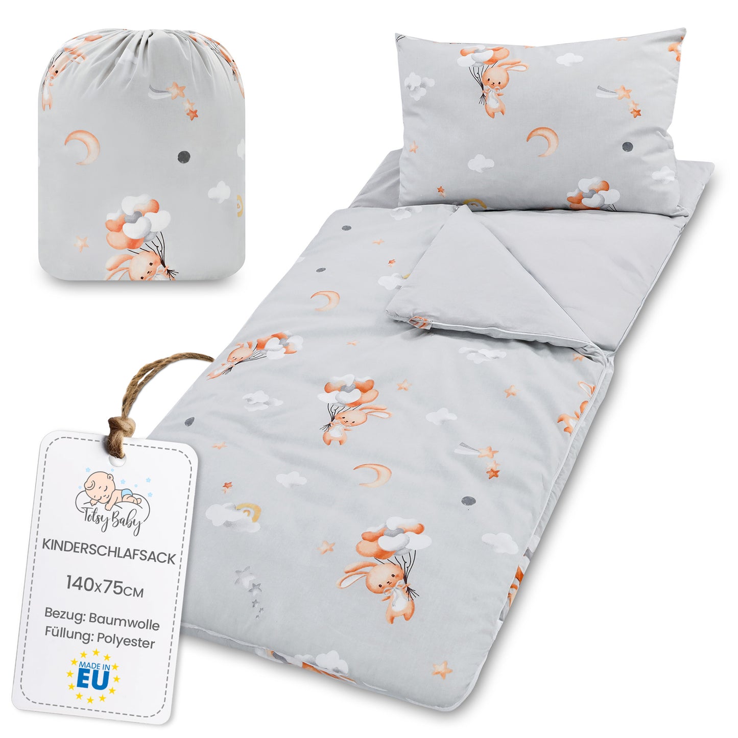 Schlafsack Kinder mit Kissen und Reißverschluss für Baby 3-7 Jahre - Kinderschlafsack Indoor für Kindertagesstätte Kindergarten Deckenschlafsack