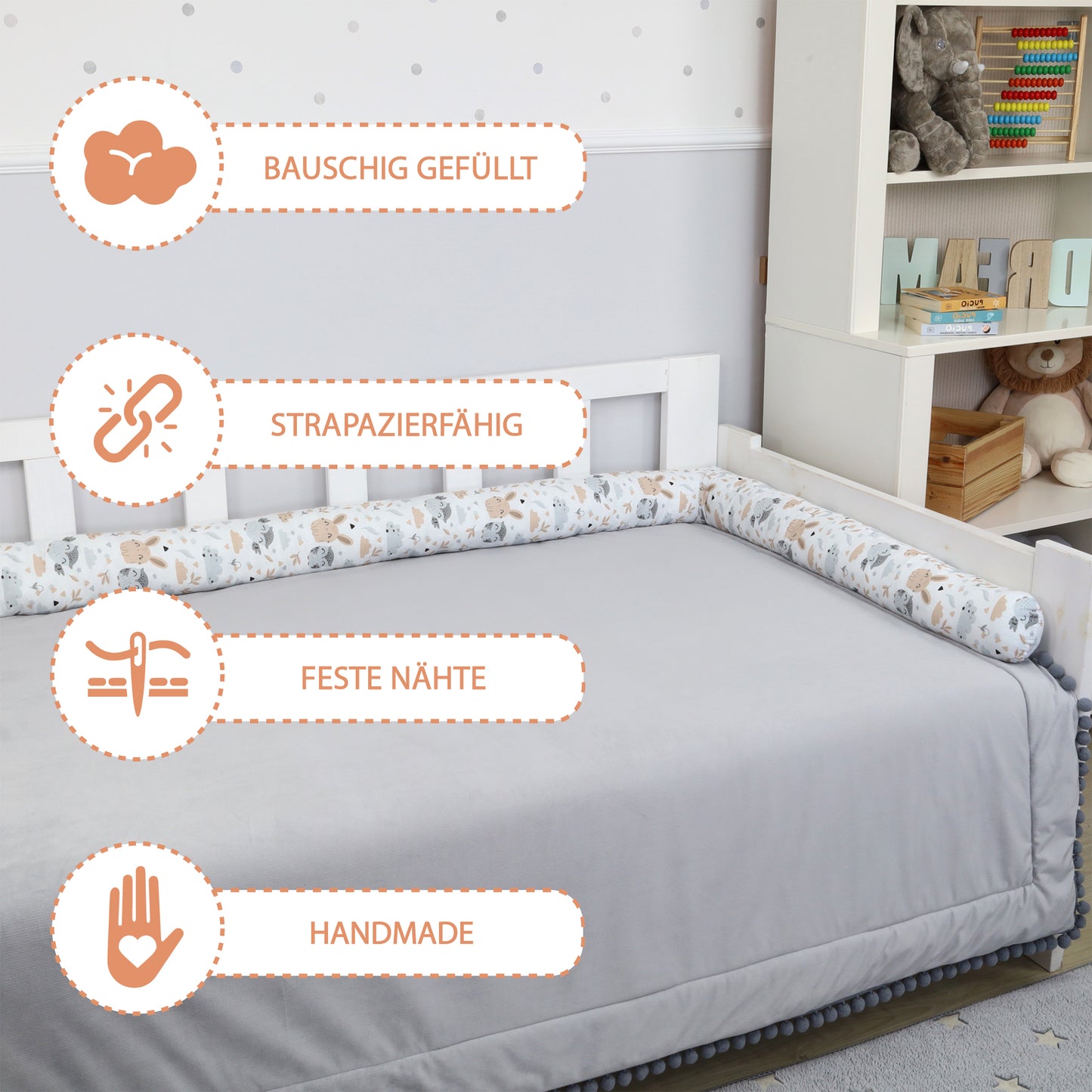 Bettschlange Seitenschläferkissen Body Pillow - Kopfkissen lang Bettrolle Schlafkissen Nackenrolle