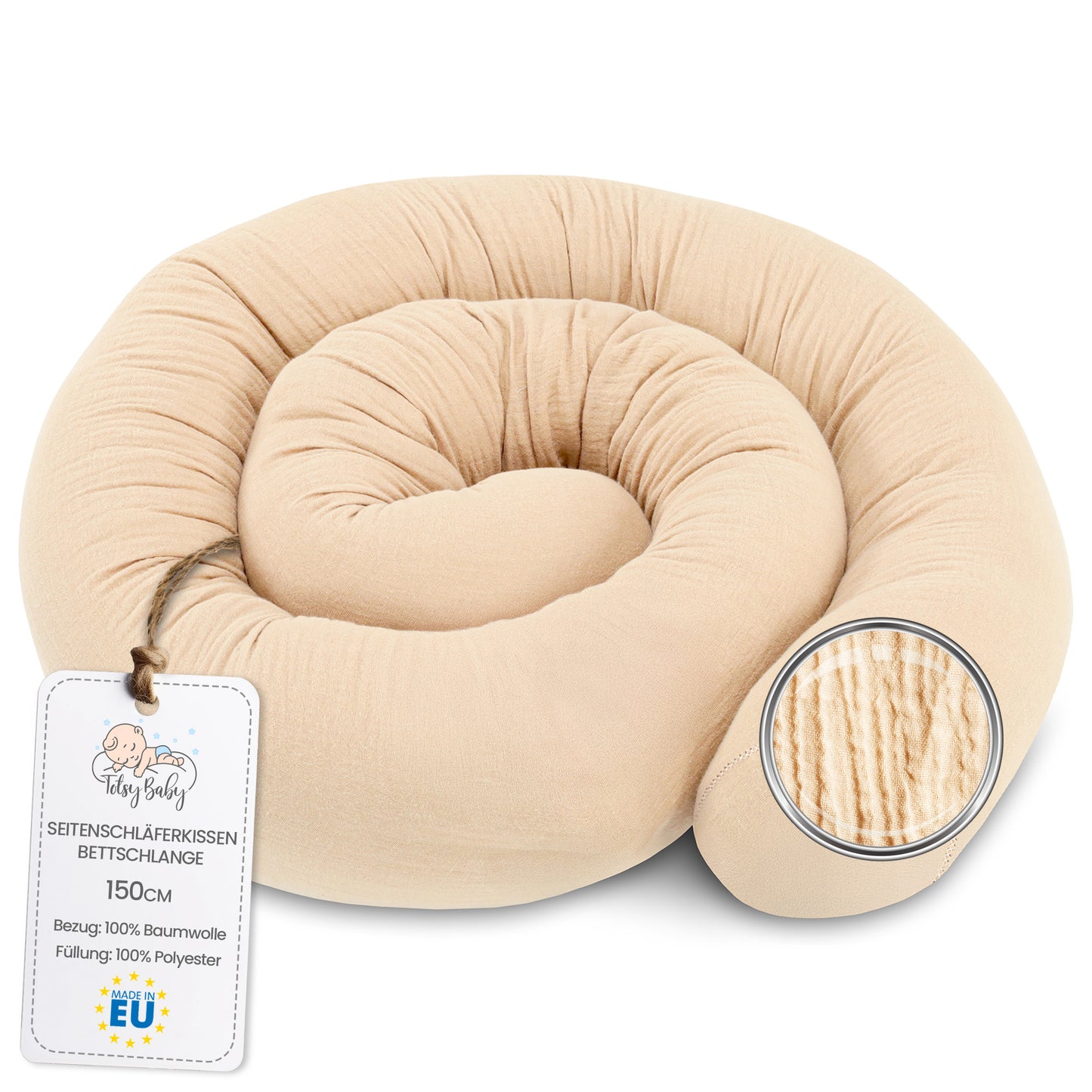 Bettschlange Seitenschläferkissen Body Pillow - Kopfkissen lang Bettrolle Schlafkissen Nackenrolle