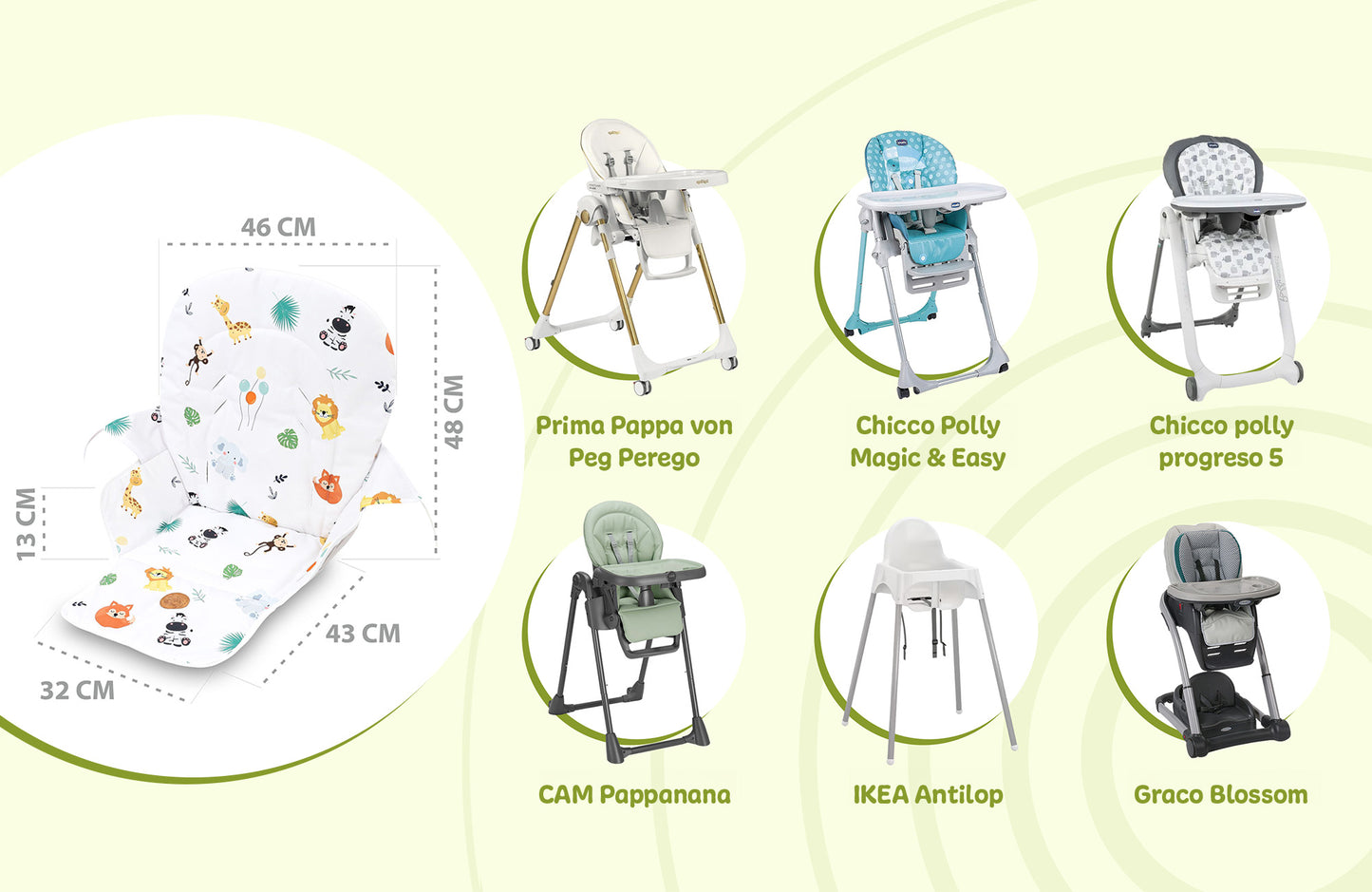 Sitzverkleinerer für Hochstuhl Baby Sitzkissen Stuhl - Kinder Sitzauflage für Ikea und Peg Perego Kinderhochstuhl Chair Cover für Kinderstuhl Babystuhl und Hochstühle