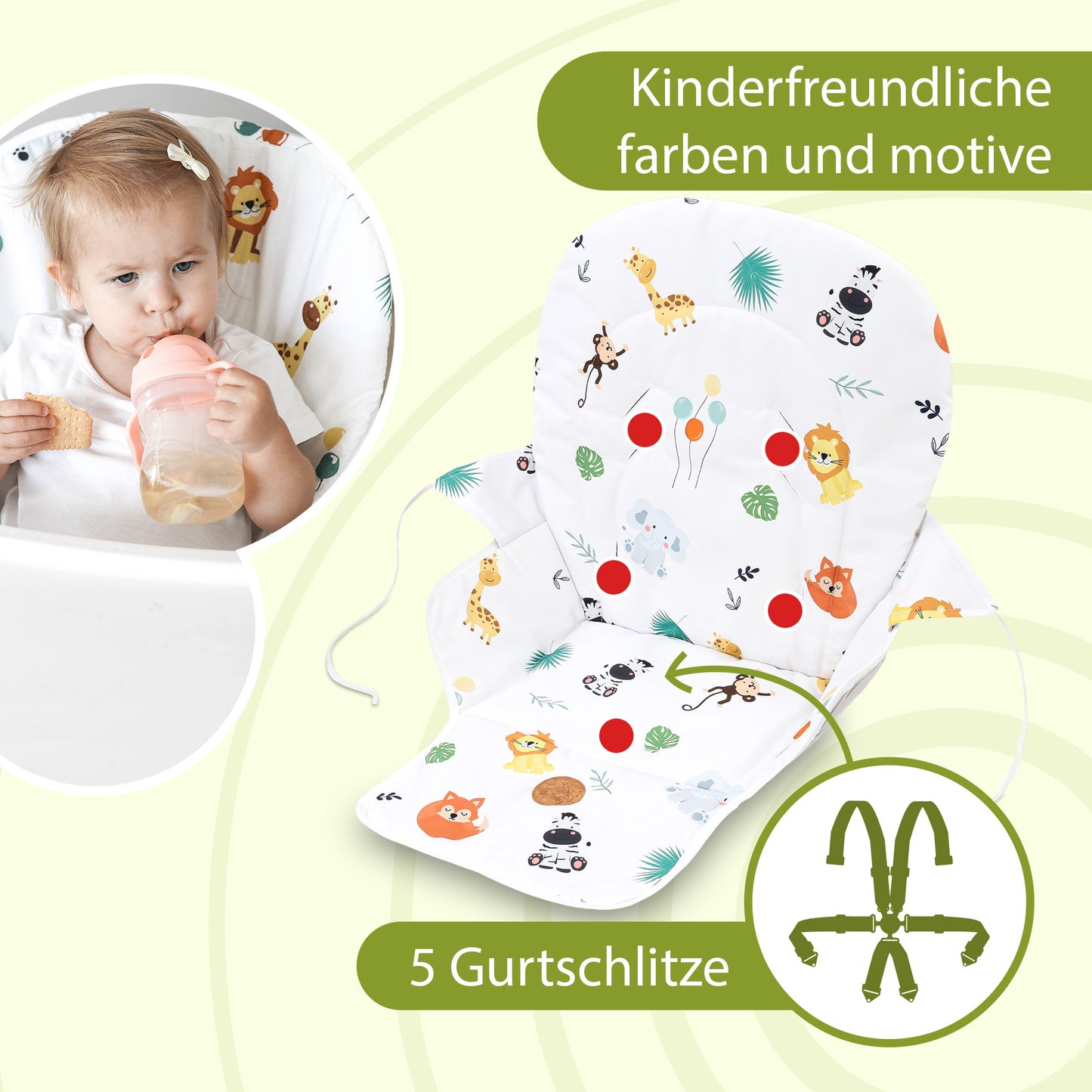 Sitzverkleinerer für Hochstuhl Baby Sitzkissen Stuhl - Kinder Sitzauflage für Ikea und Peg Perego Kinderhochstuhl Chair Cover für Kinderstuhl Babystuhl und Hochstühle
