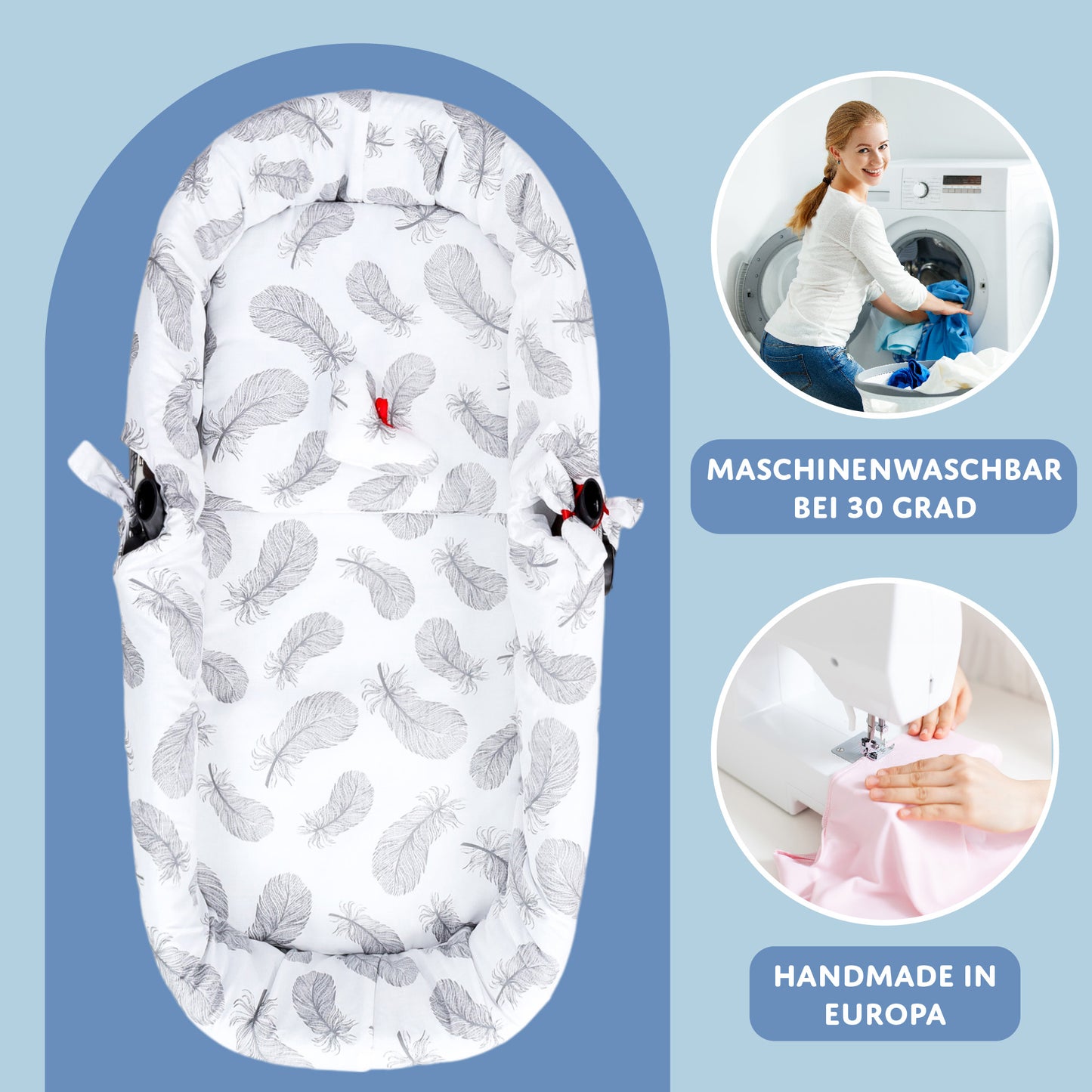 Stubenwagen Umrandung - Nestchen für Kinderwagen und Buggy Babybett Zubehör für Babywanne Einlage Kinderwagenzubehör